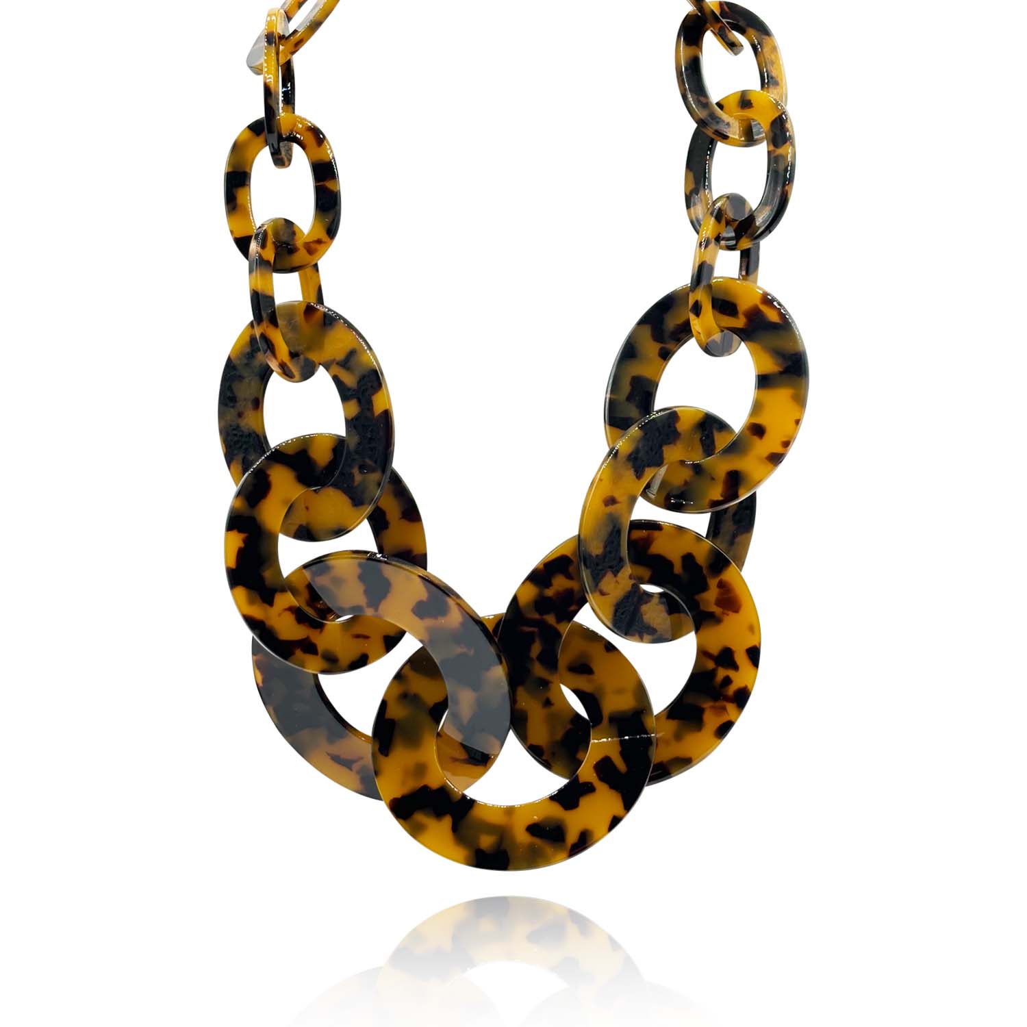 Tortoise Resin Large Link Necklace