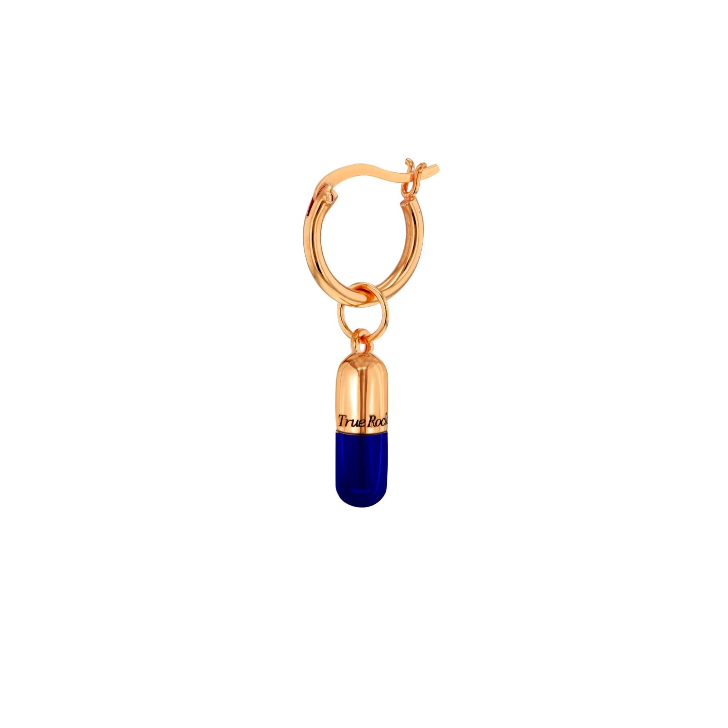 18Kt Rose Gold Plated Mini Pill Charm On Rose Gold Hoop
