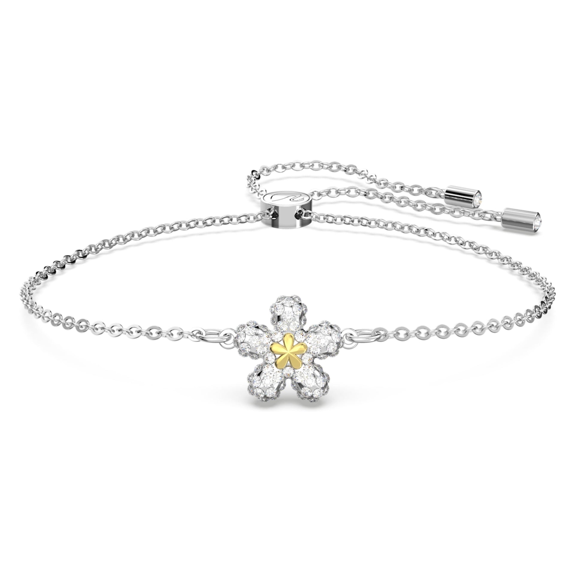 TOUGH BRACELET FLOWER WHITE MIXED METAL FINISH