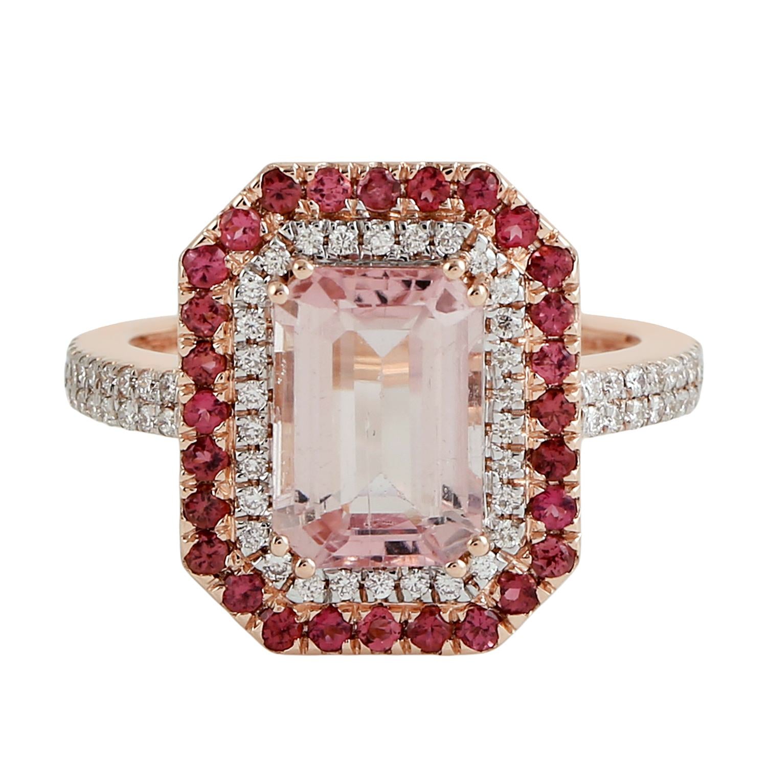 Tourmaline & Diamond Cocktail Ring In Rose Gold – Fine Gemstone Jewelry
