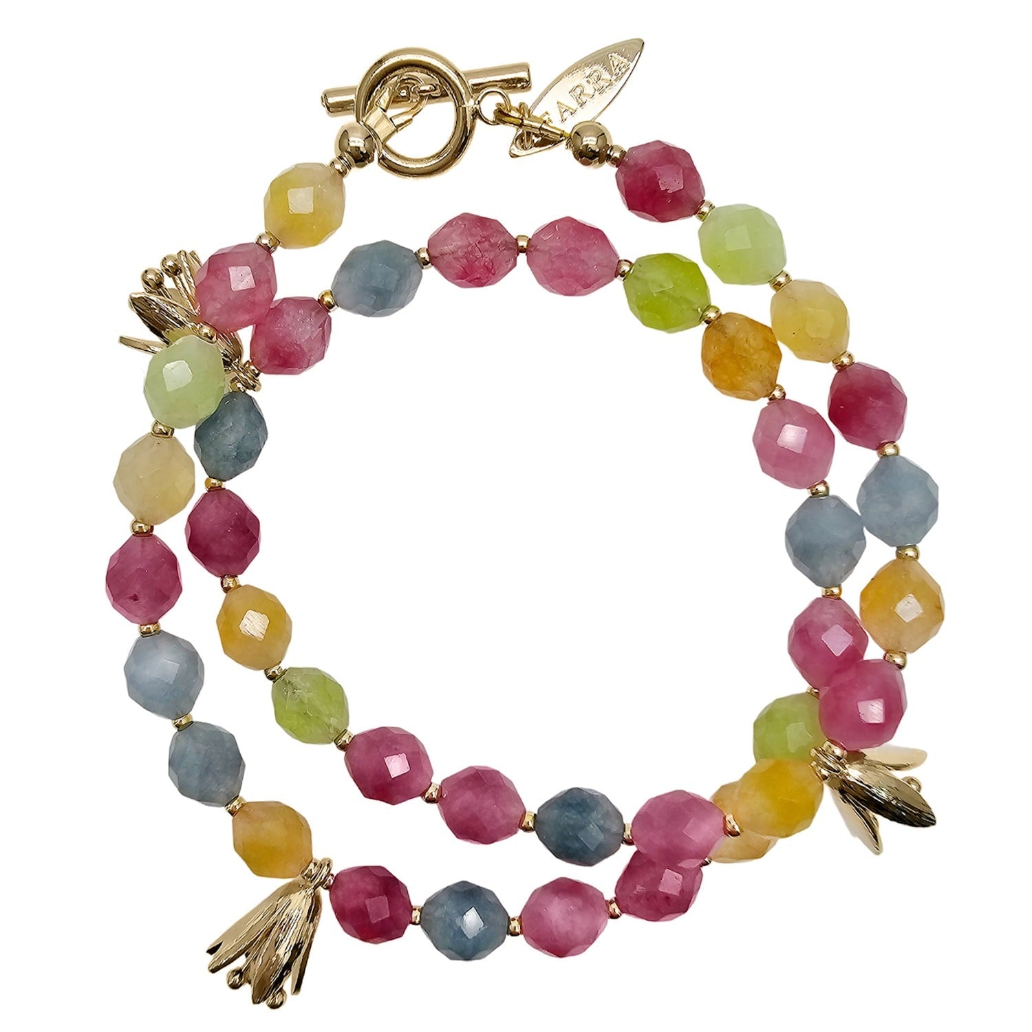 Tourmaline With Flower Charm Double Layers Bracelet