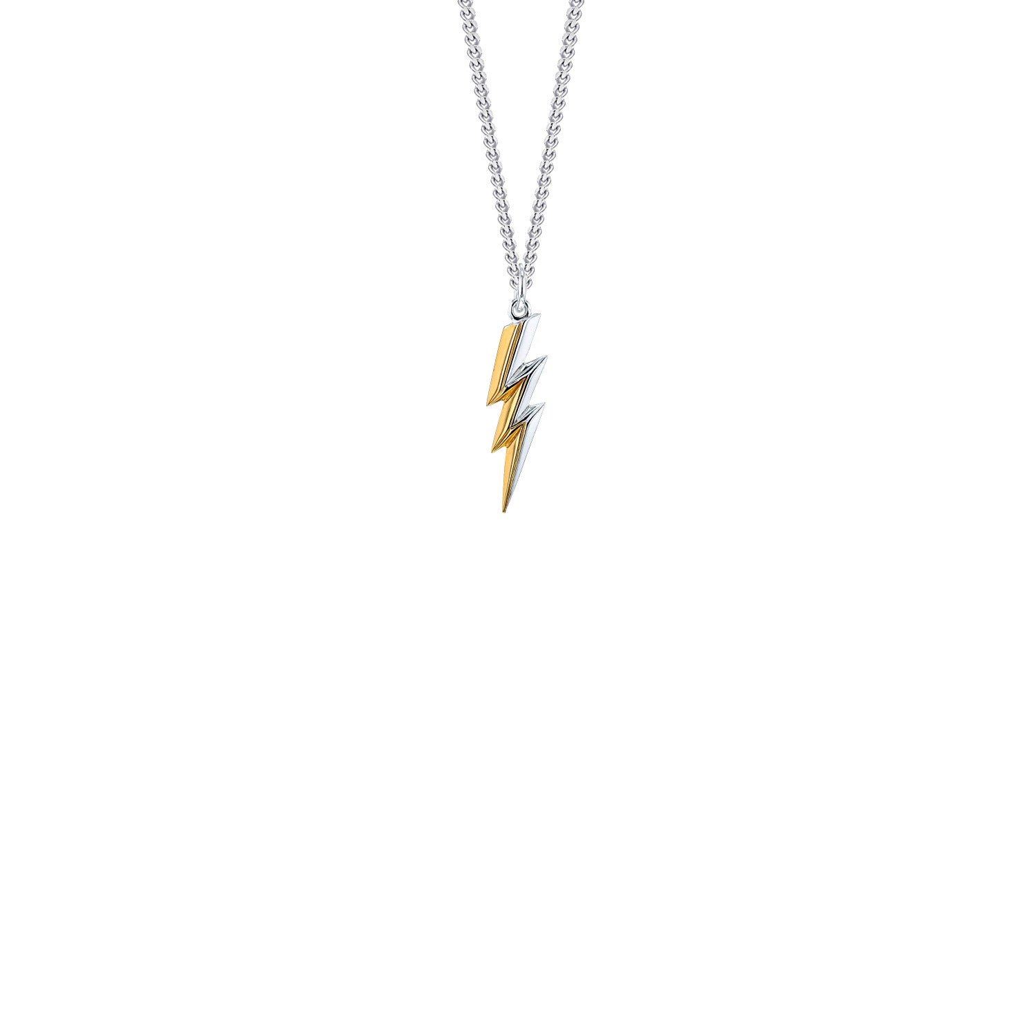 2Tone Mini Lightning Bolt Charm Sterling Silver & 18Kt Gold Plate On Silver Hoop