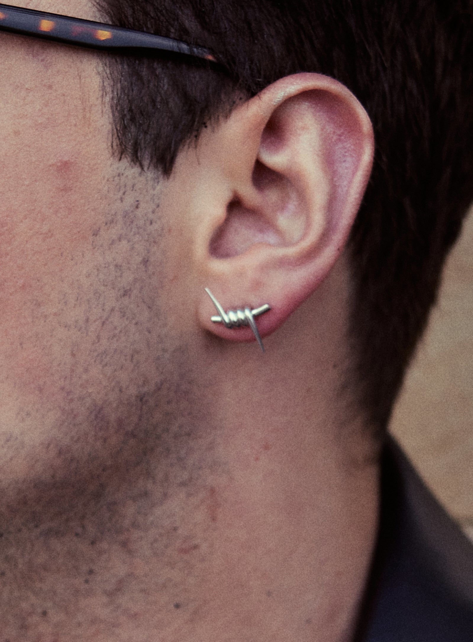 Toxic Barb Wire Mono Stud Earring Silver