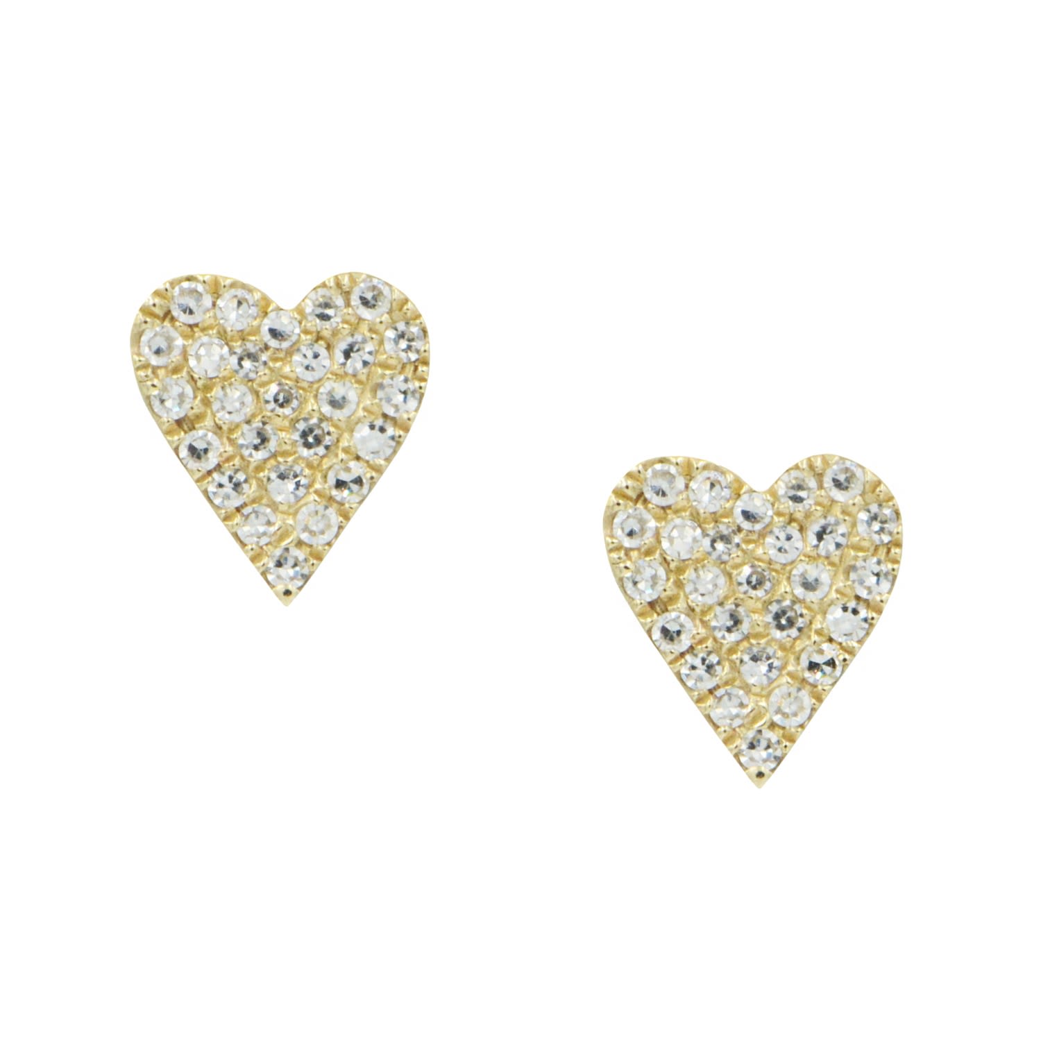 14K Yellow Gold & Diamond Heart Earrings