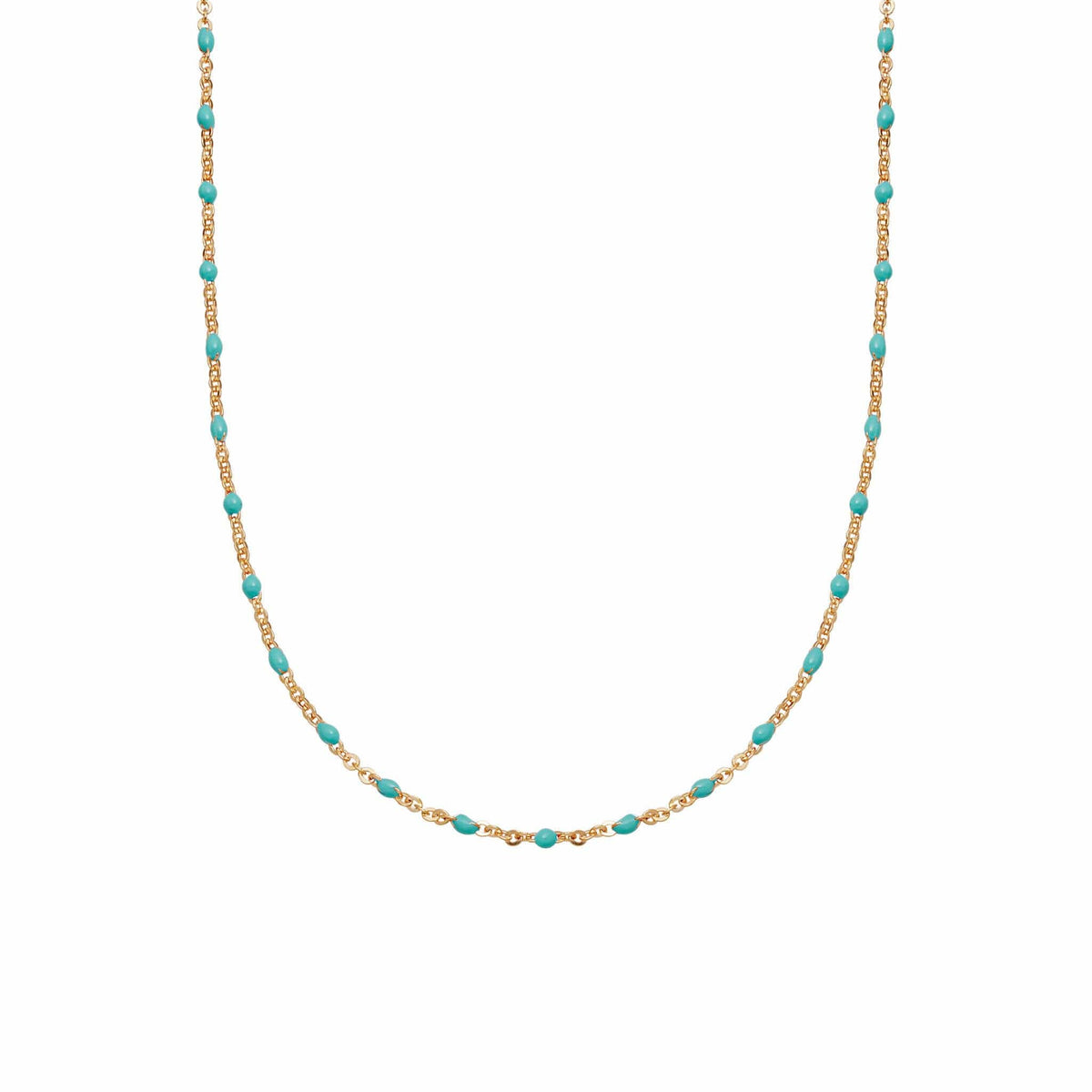 Treasures Turquoise Beaded Necklace 18ct Gold Plate