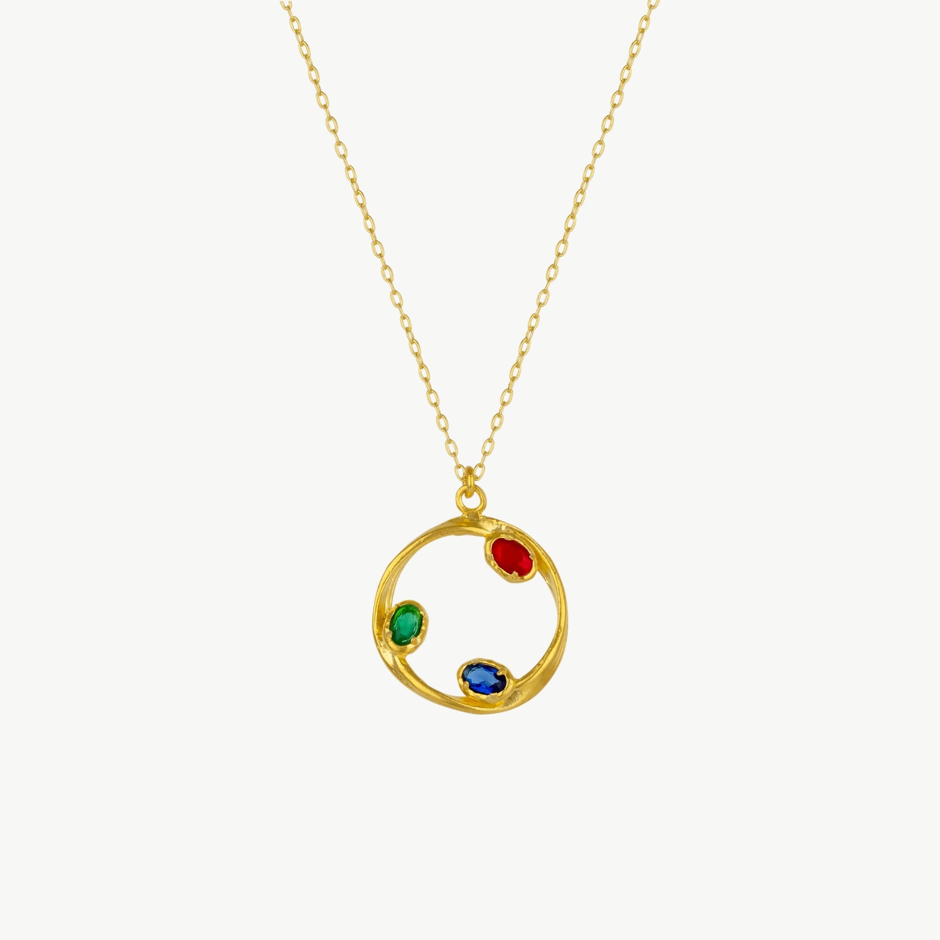 Tri-Gem Harmony Gold Necklace