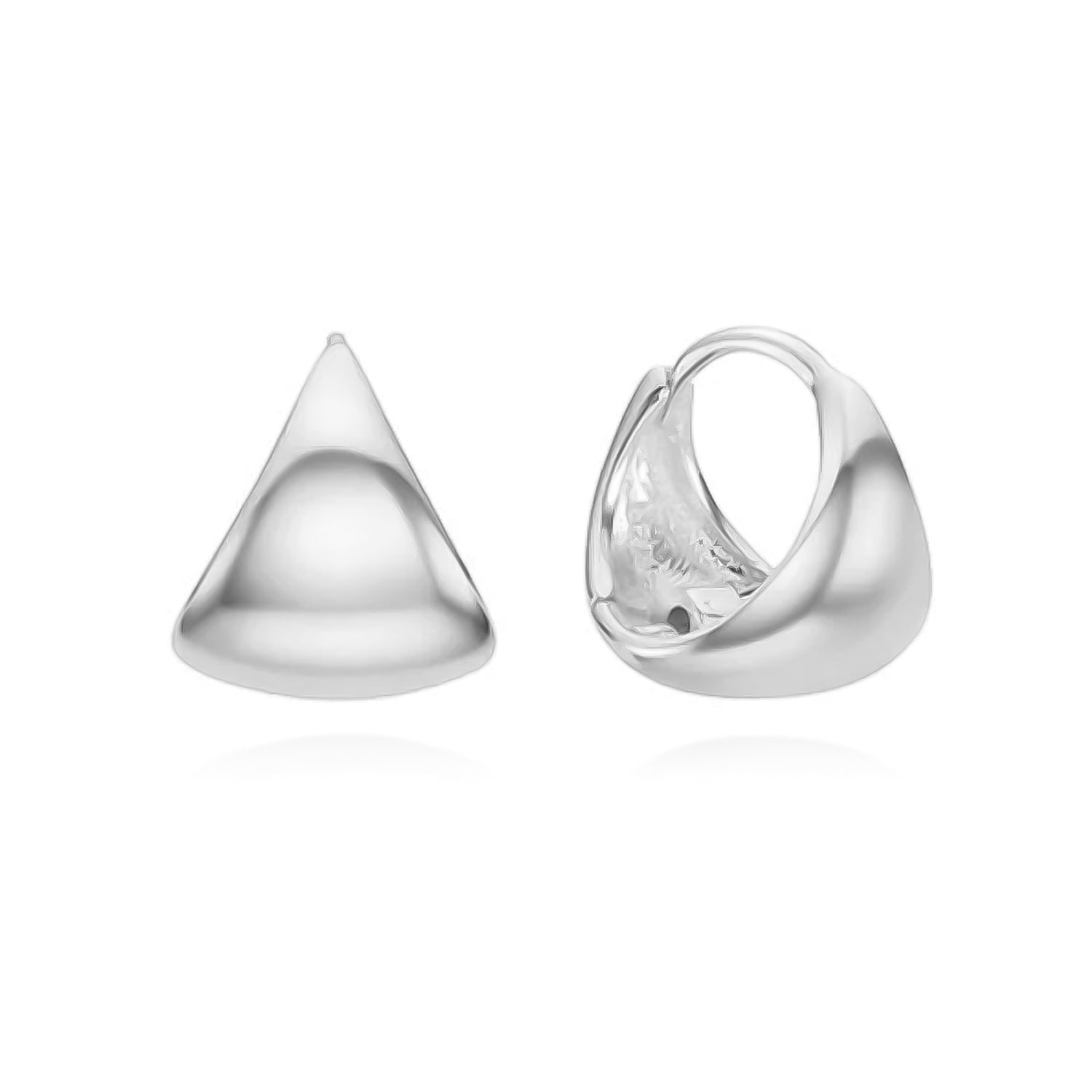 Triangle Dome Silver Huggie Hoop Earrings