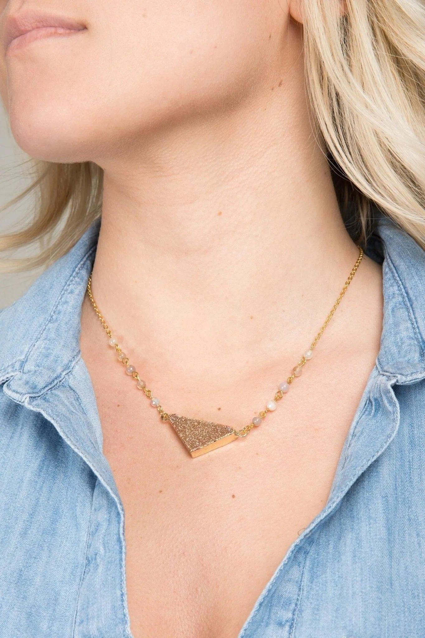 Triangle Pendant Druzy Necklace