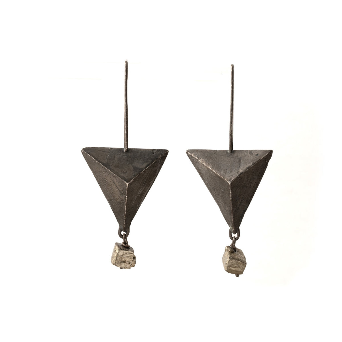 Triangle Pyrite Drop Earrings, Ancient Future Collection