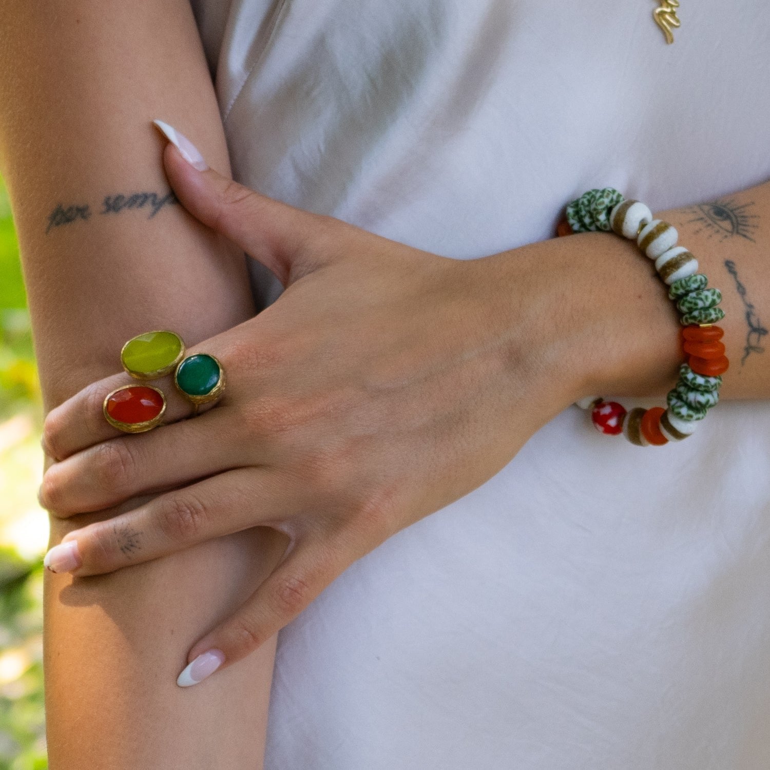 Tribal Balance Ceramic Energy Bracelet - Green