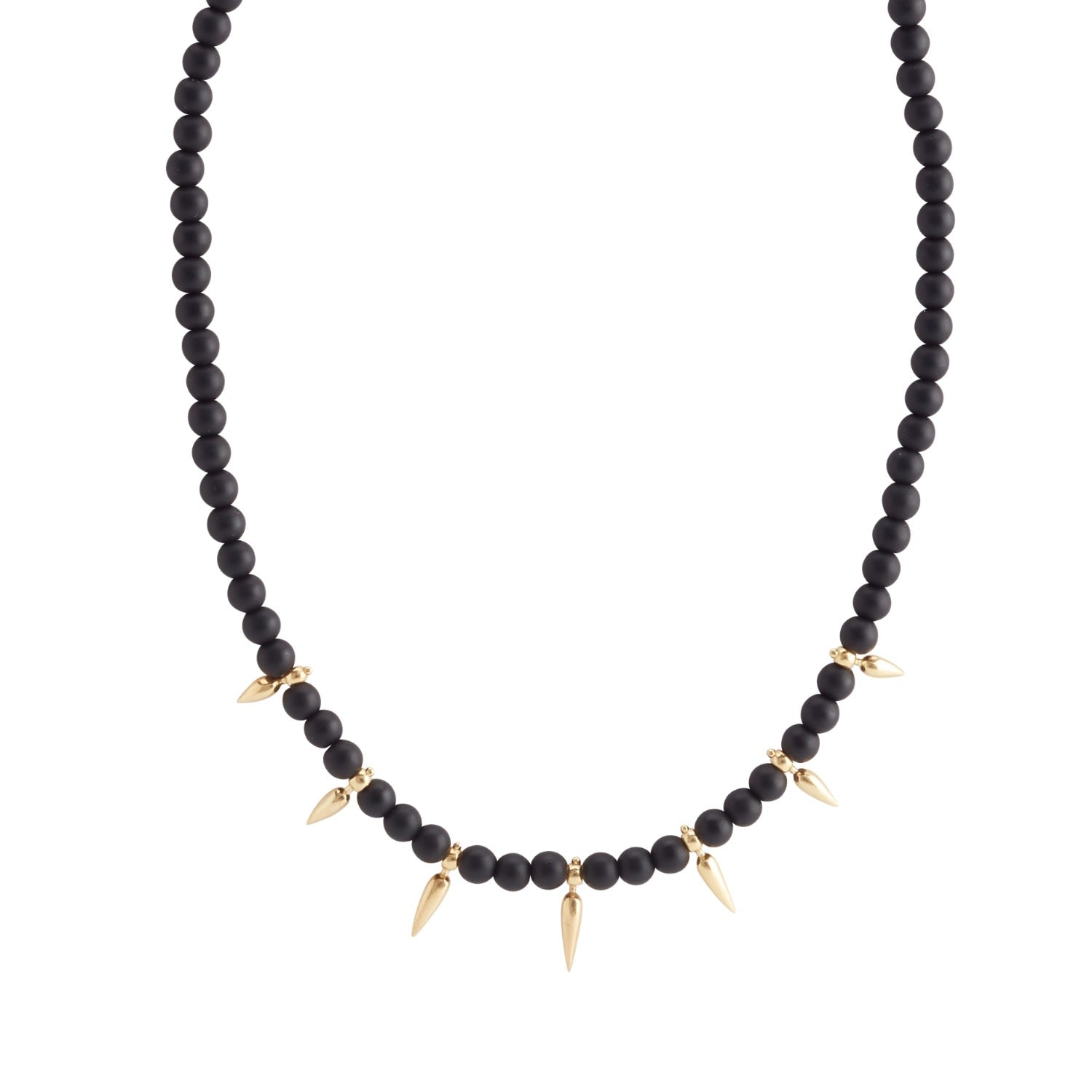 Tribal Spike Necklace - Gold Vermeil & Black Jade