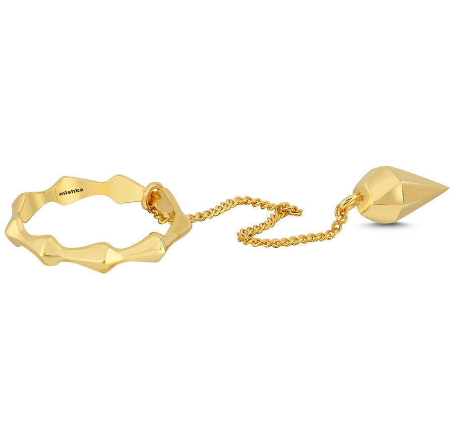 Tricky Ring With Chain Gold