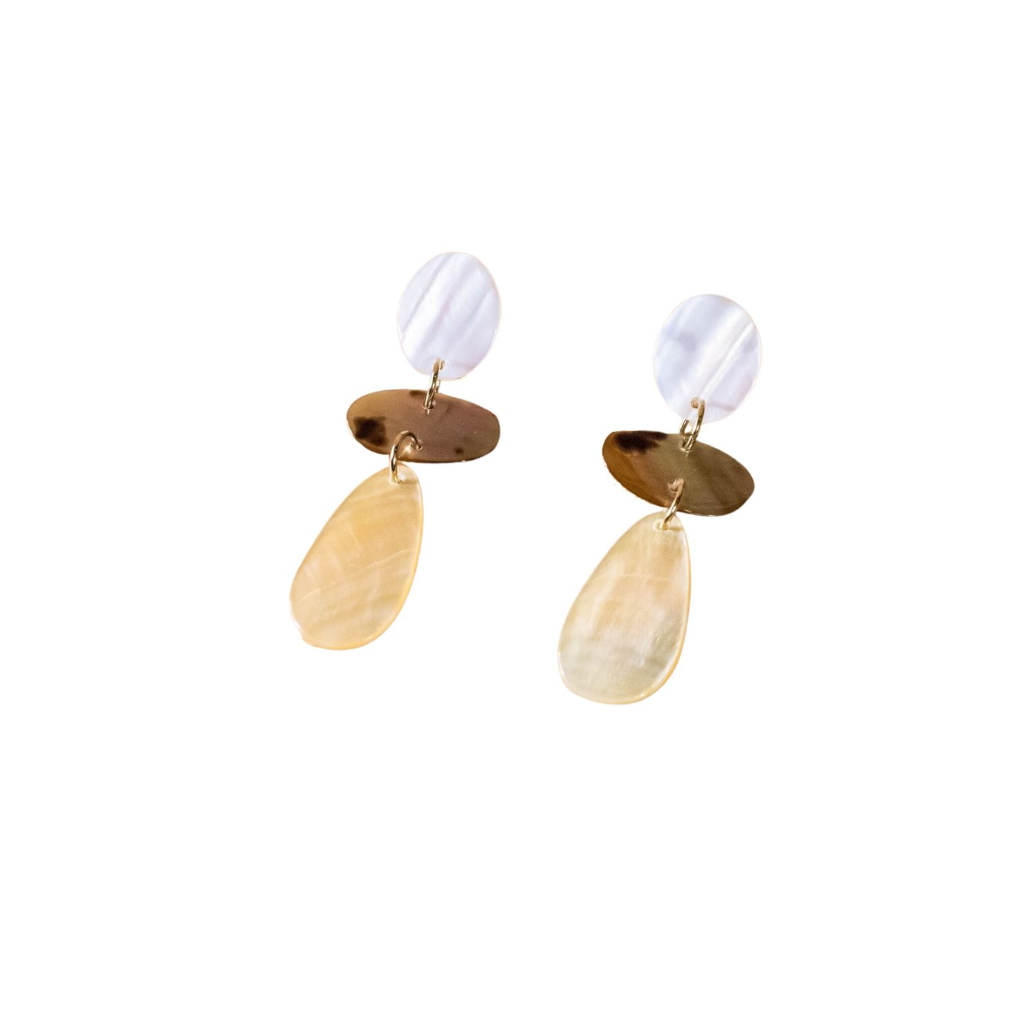 Tricolor Raindrop Mother-Of-Pearl Earrings