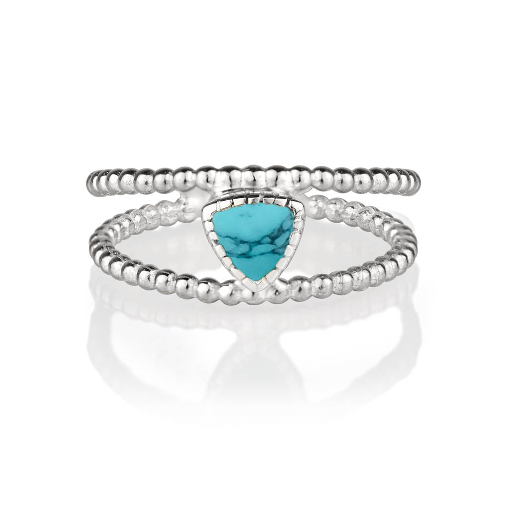 Trillion Rawa Silver Stacking Ring - Turquoise