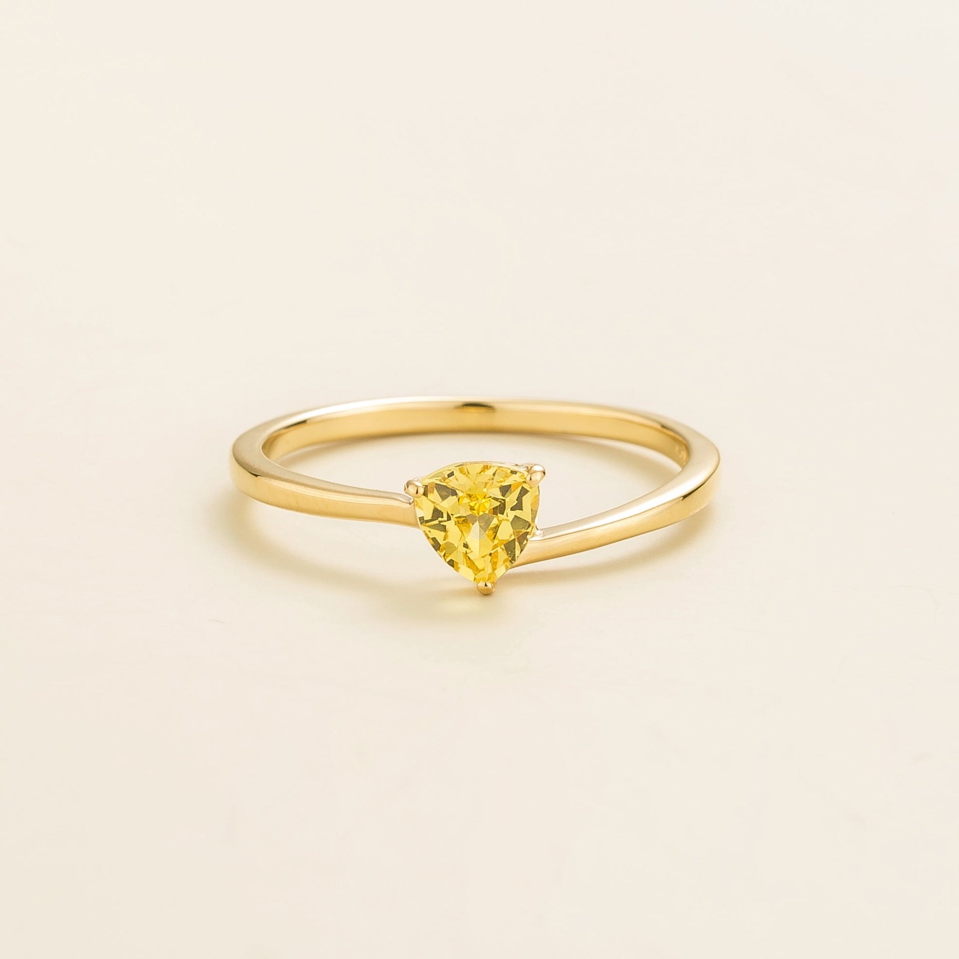 Trillion Ring In Yellow Sapphire Set In Gold