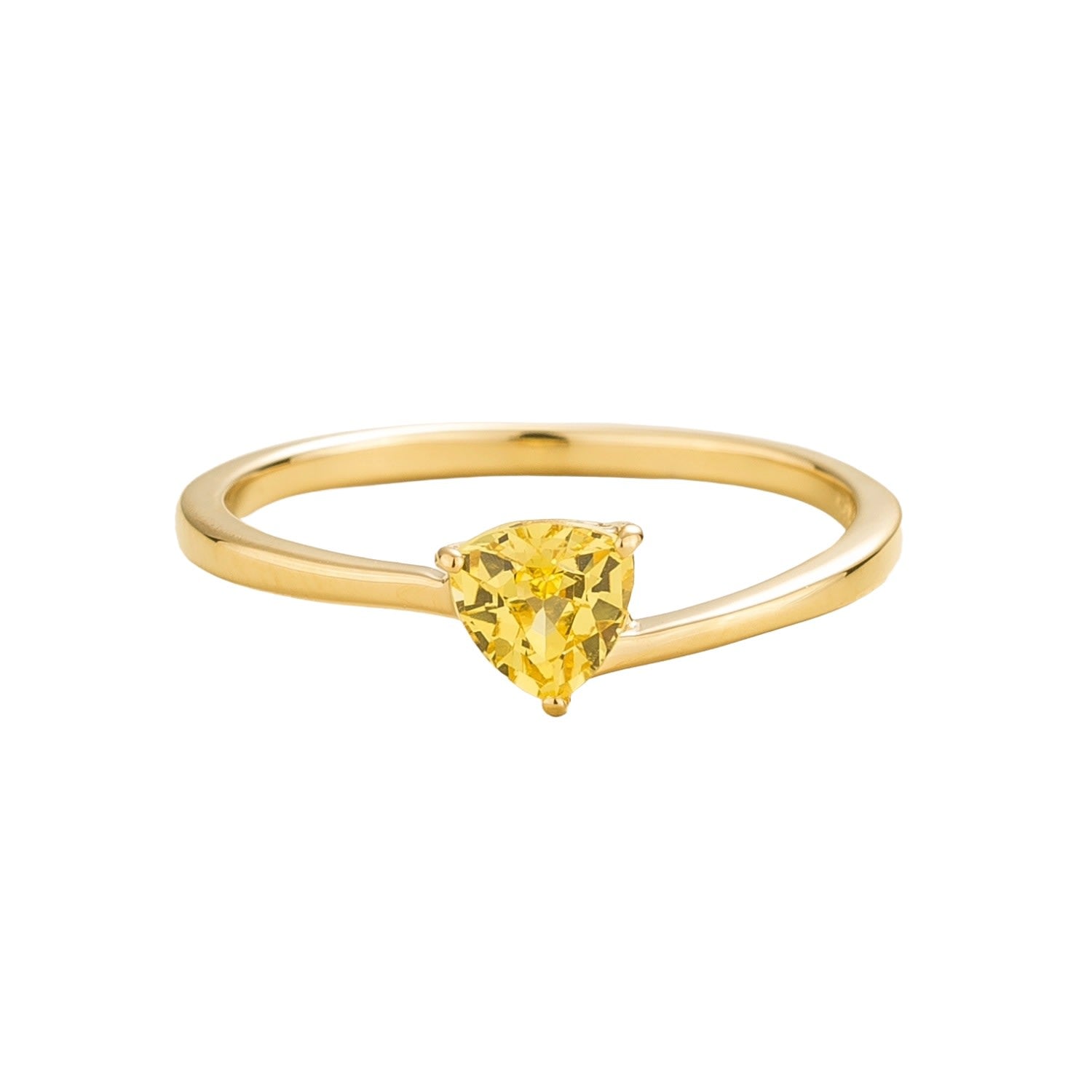 Trillion Ring In Yellow Sapphire Set In Gold