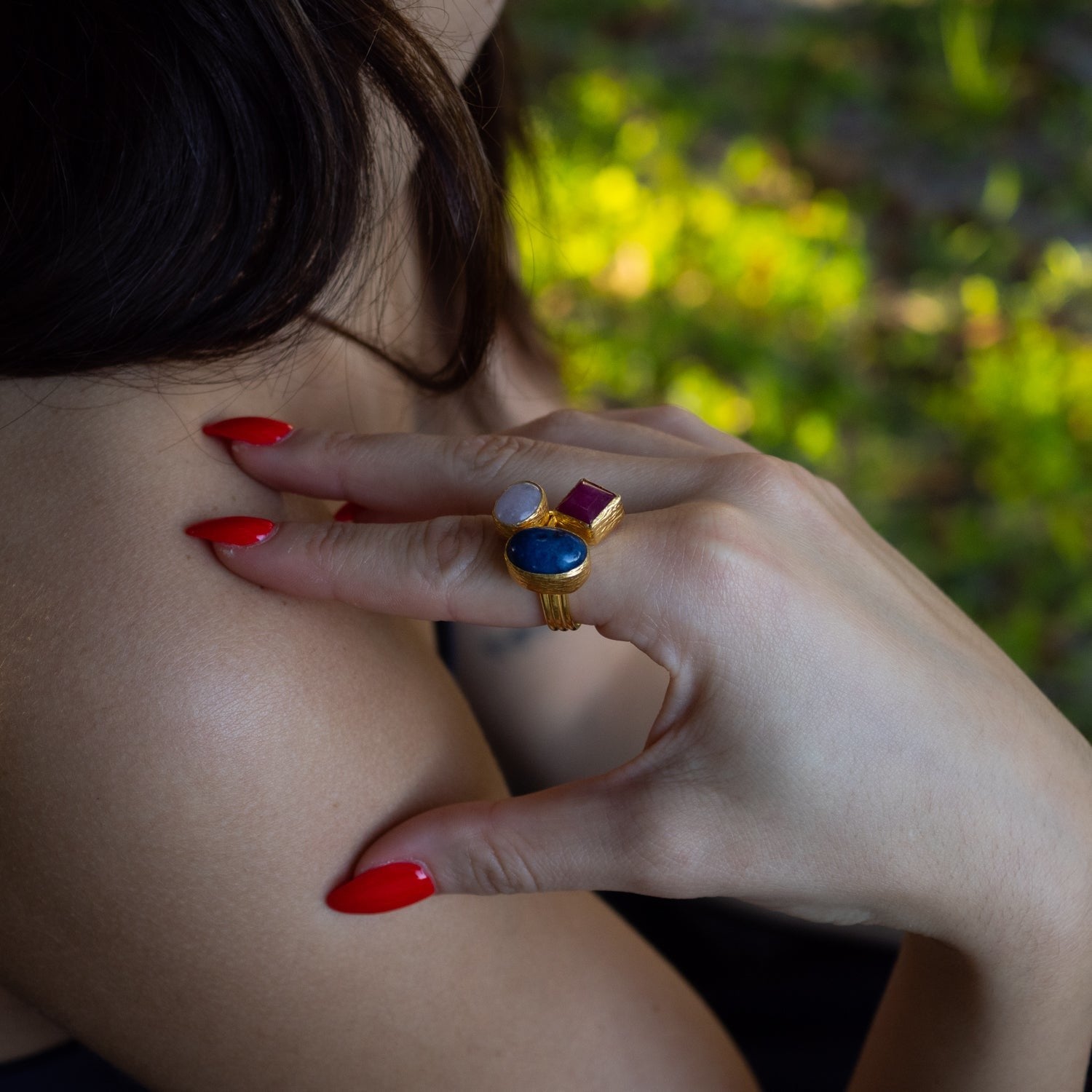 Trio Essence Spiritual Power Gemstone Ring - Multicolour