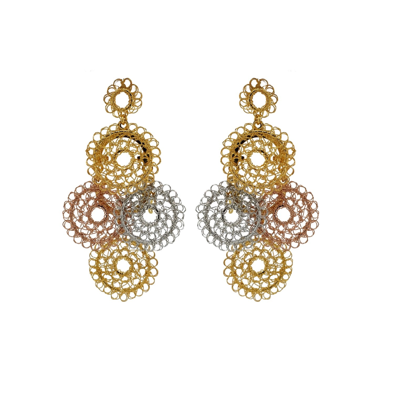 Trio Gold Mix Juliette Handmade Crochet Earrings