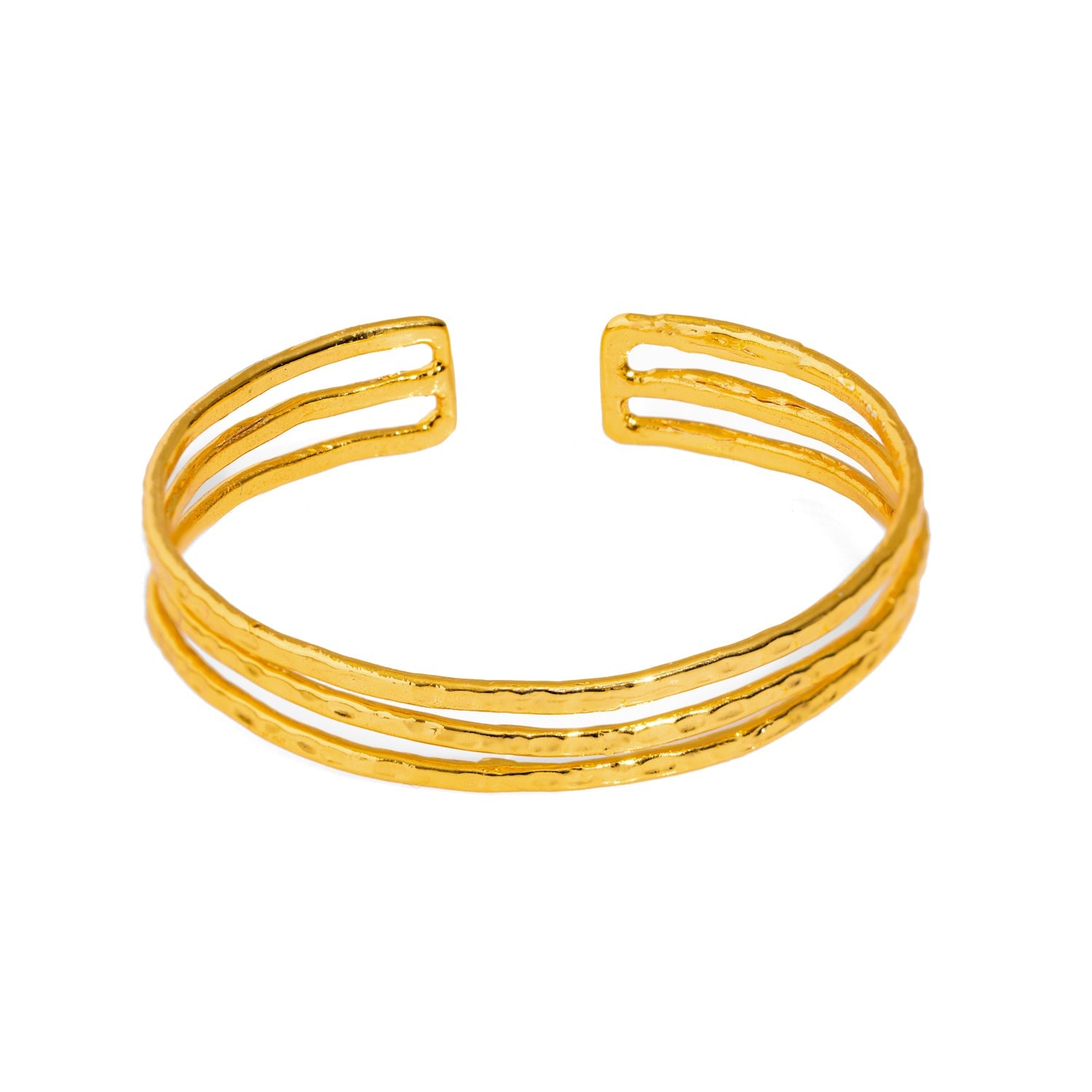 Trio Minimalist Elegant Gold Cuff Bracelet - Gold