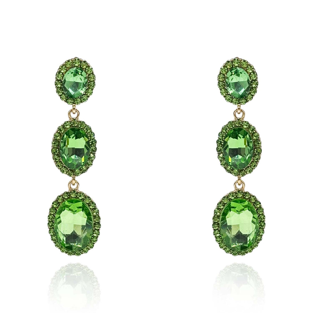 Triple Oval Peridot Drop Earrings
