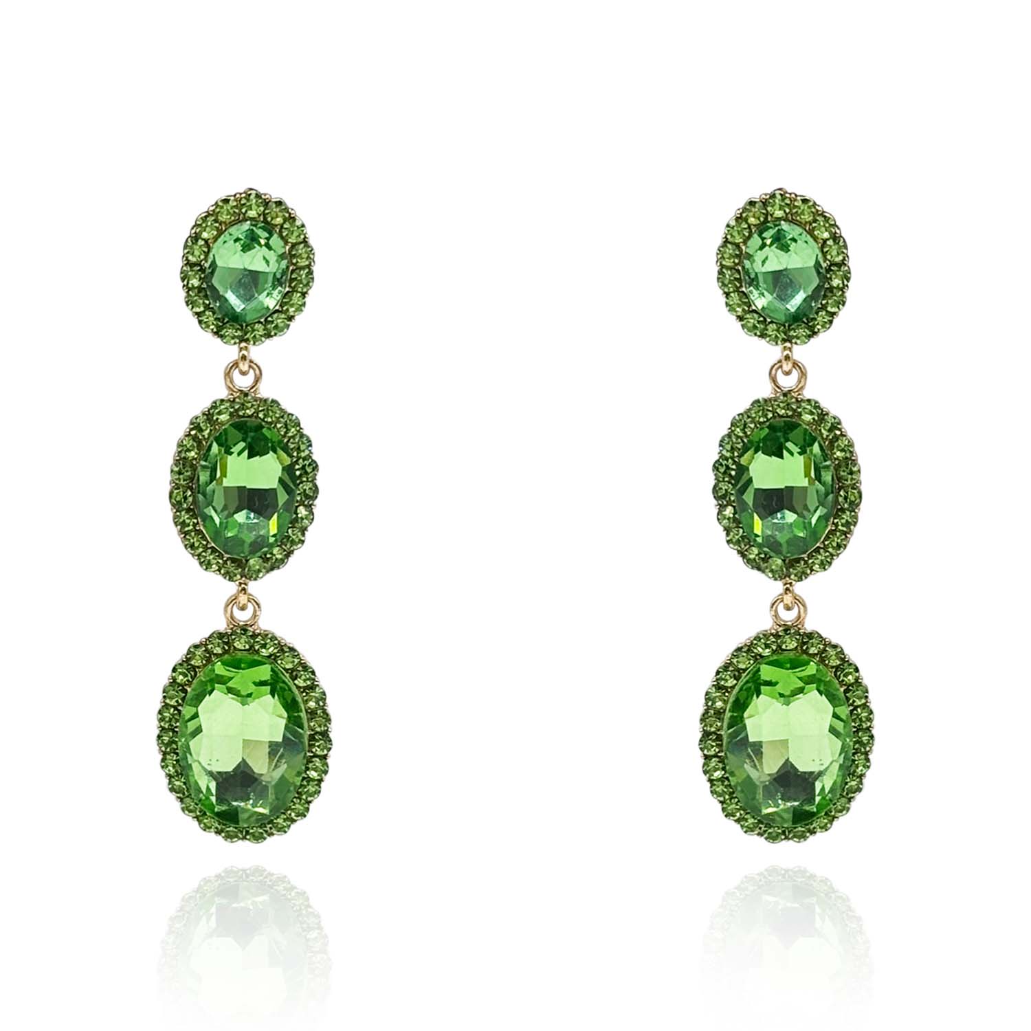 Triple Oval Peridot Drop Earrings