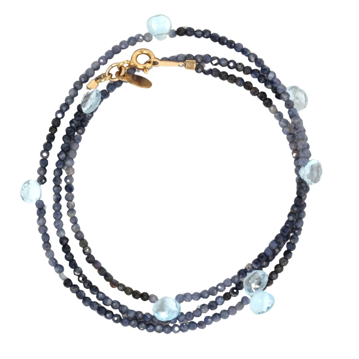 Triple Wrap Blue Sapphire And Topaz Necklace