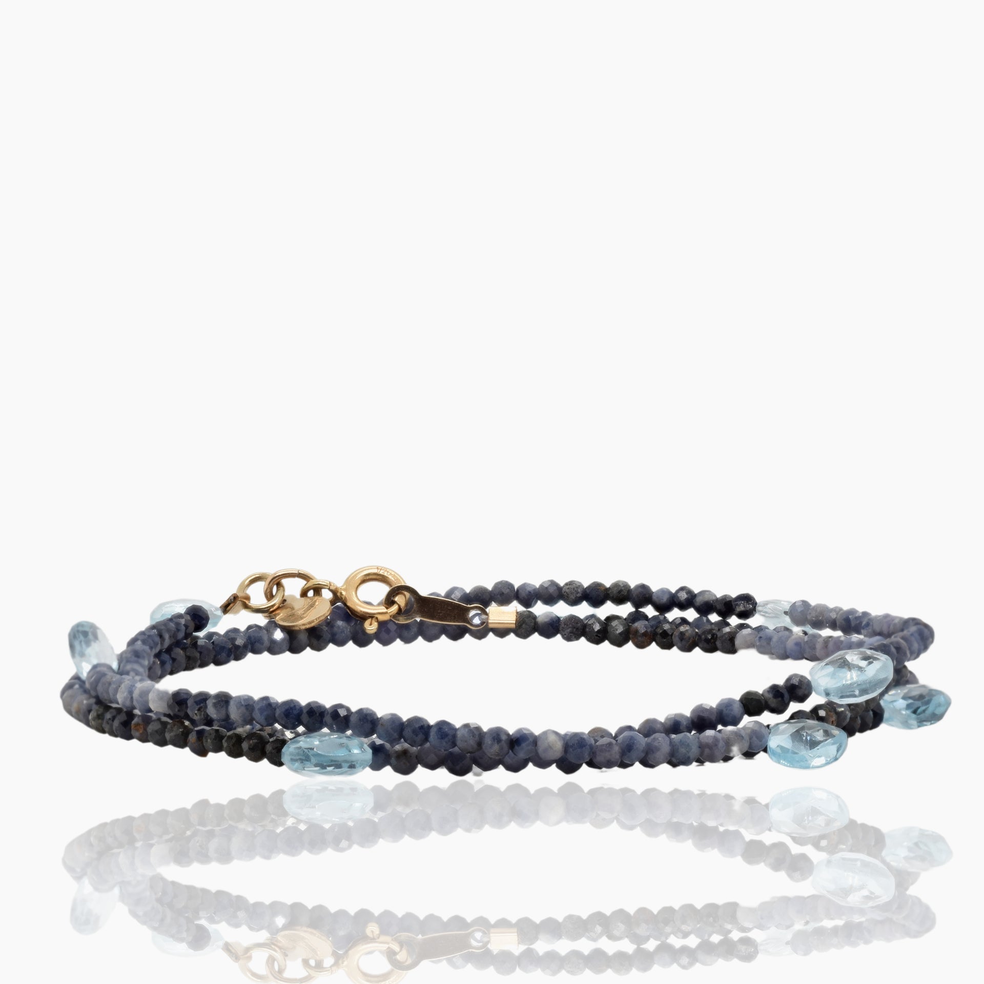 Triple Wrap Blue Sapphire And Topaz Necklace