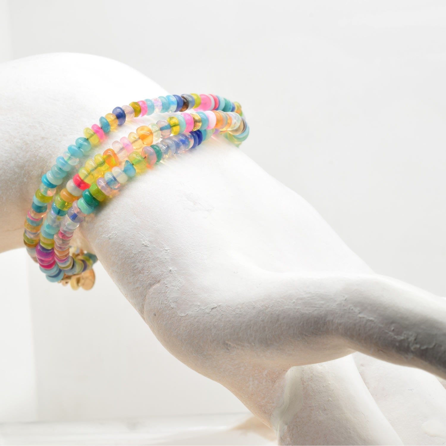 Triple Wrap Bracelet Multi-Colored Opal / Necklace