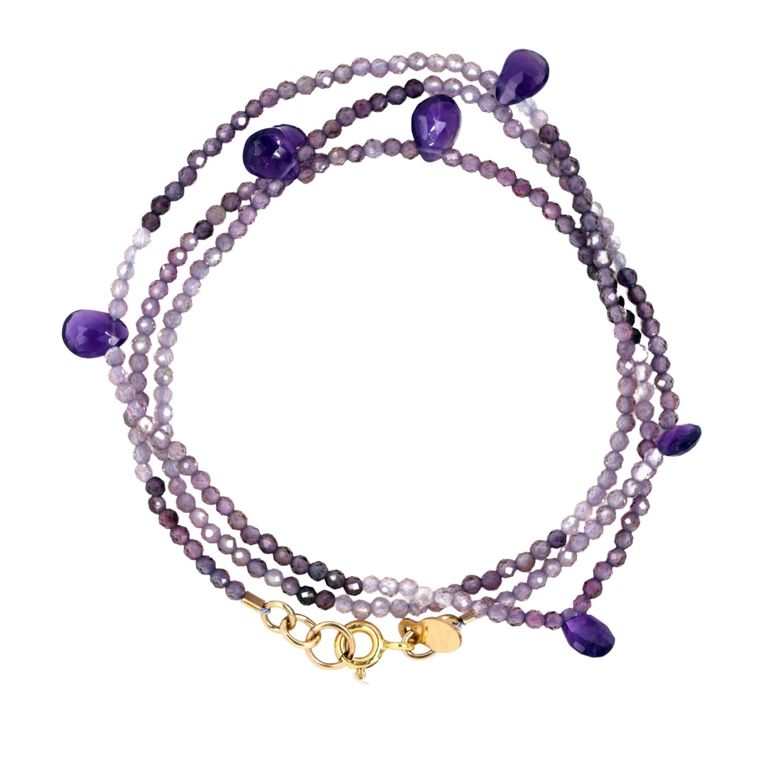 Triple Wrap Purple Shaded Spinel Amethyst Bracelet Or Necklace