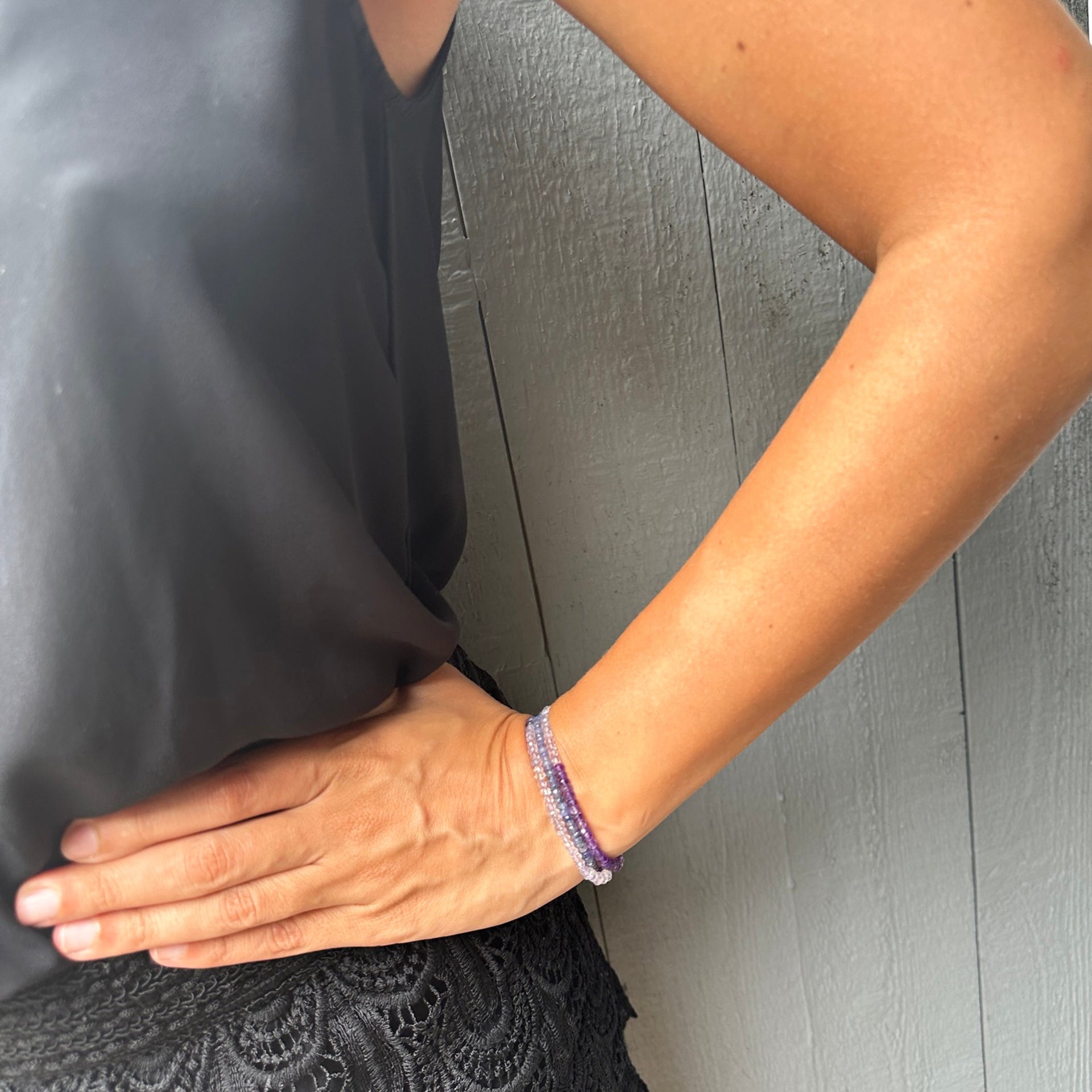 Triple Wrap Tanzanite Amethyst Bracelet Or Necklace