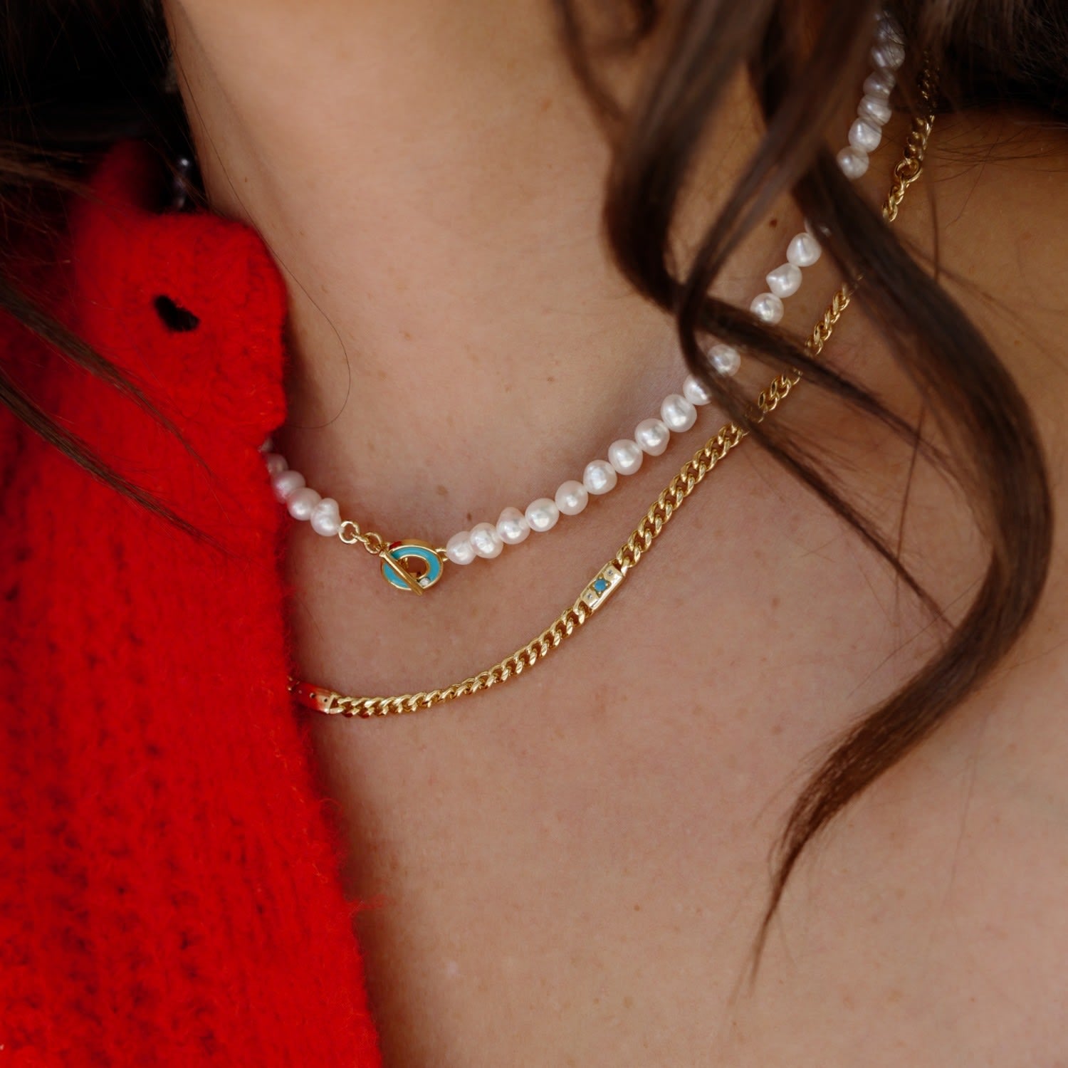 Tropez Pearl Necklace - Turquoise