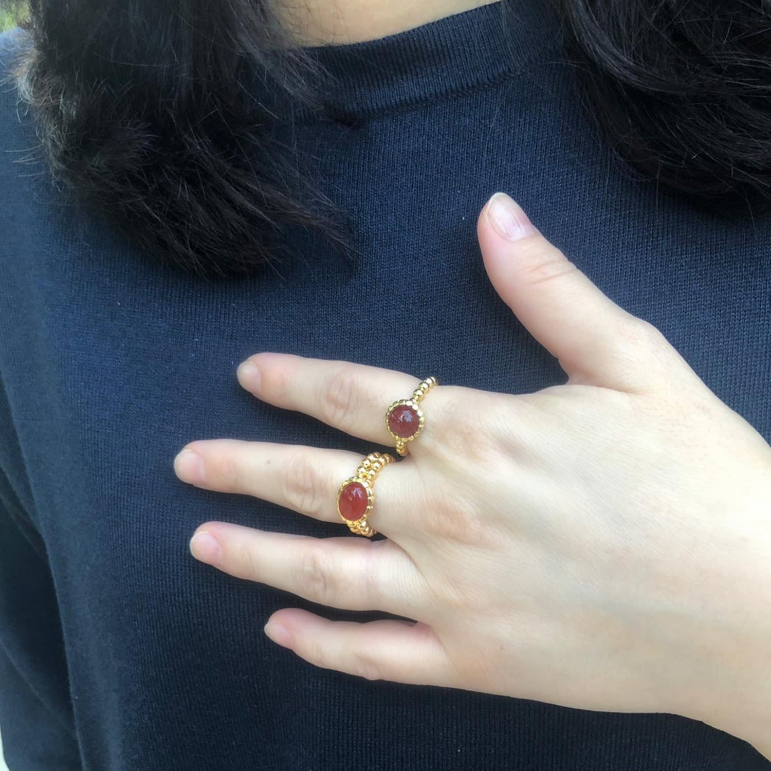 Carnelian Beady Band Ring
