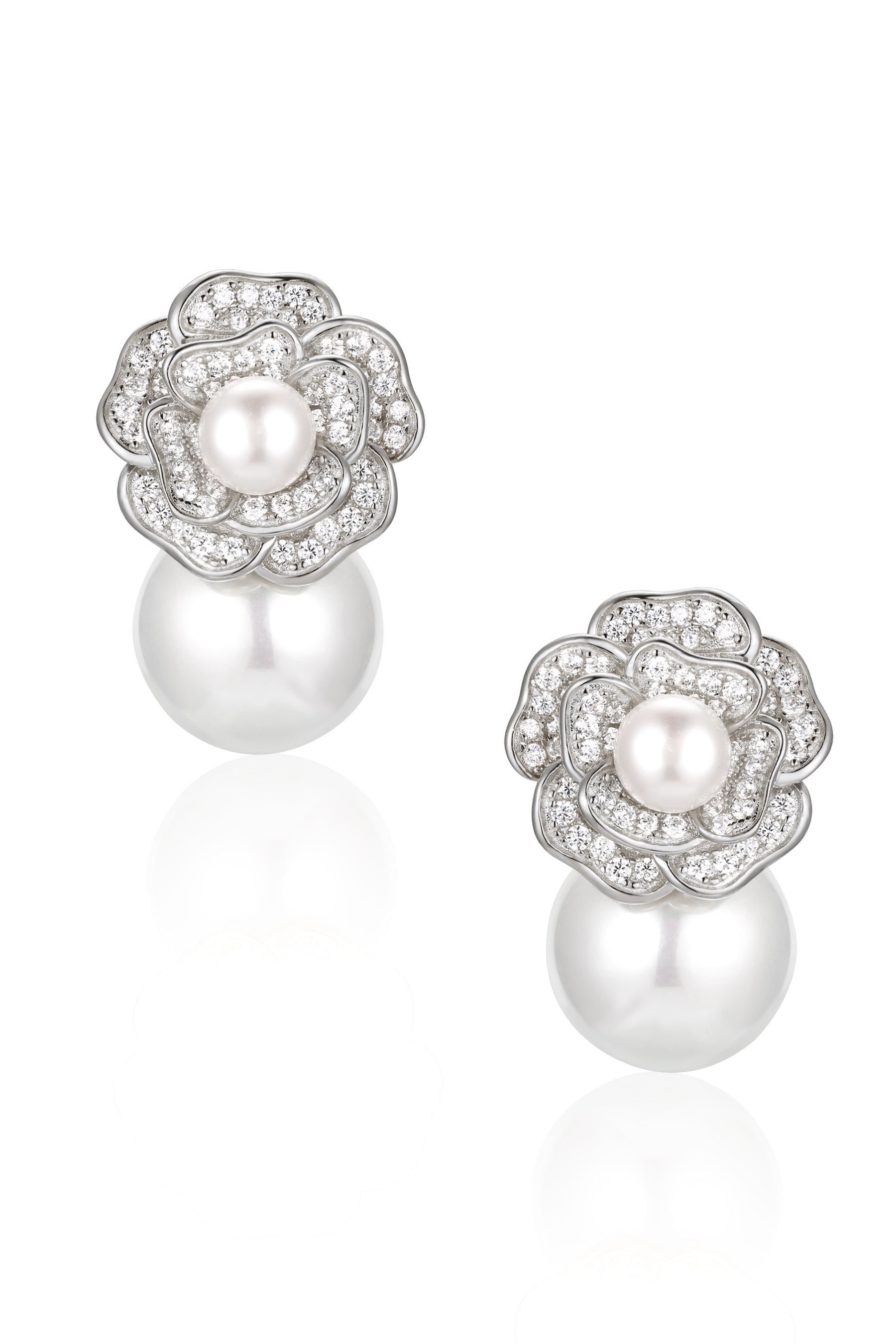 Tsarina' Pearl Drop Silver Earrings