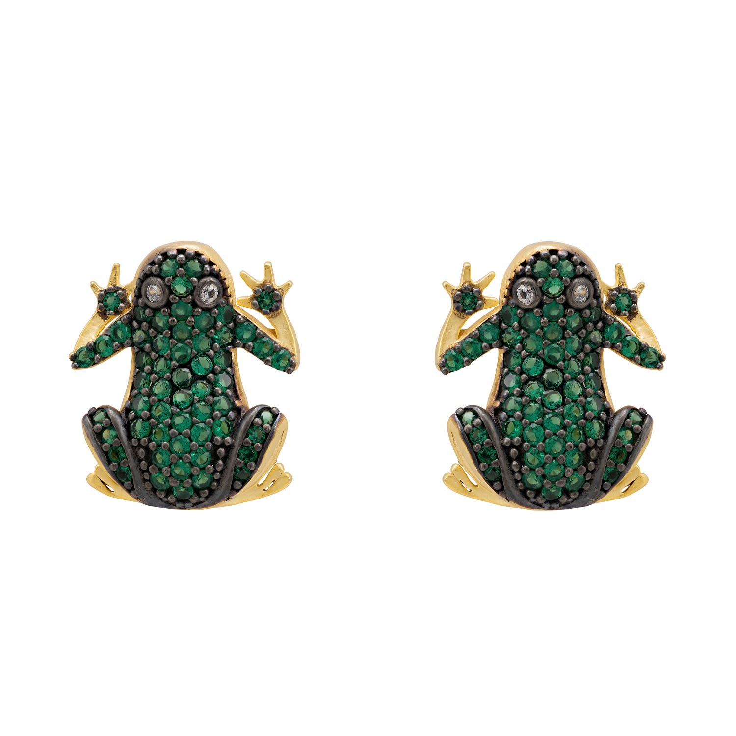 Leap Frog Stud Earrings Gold