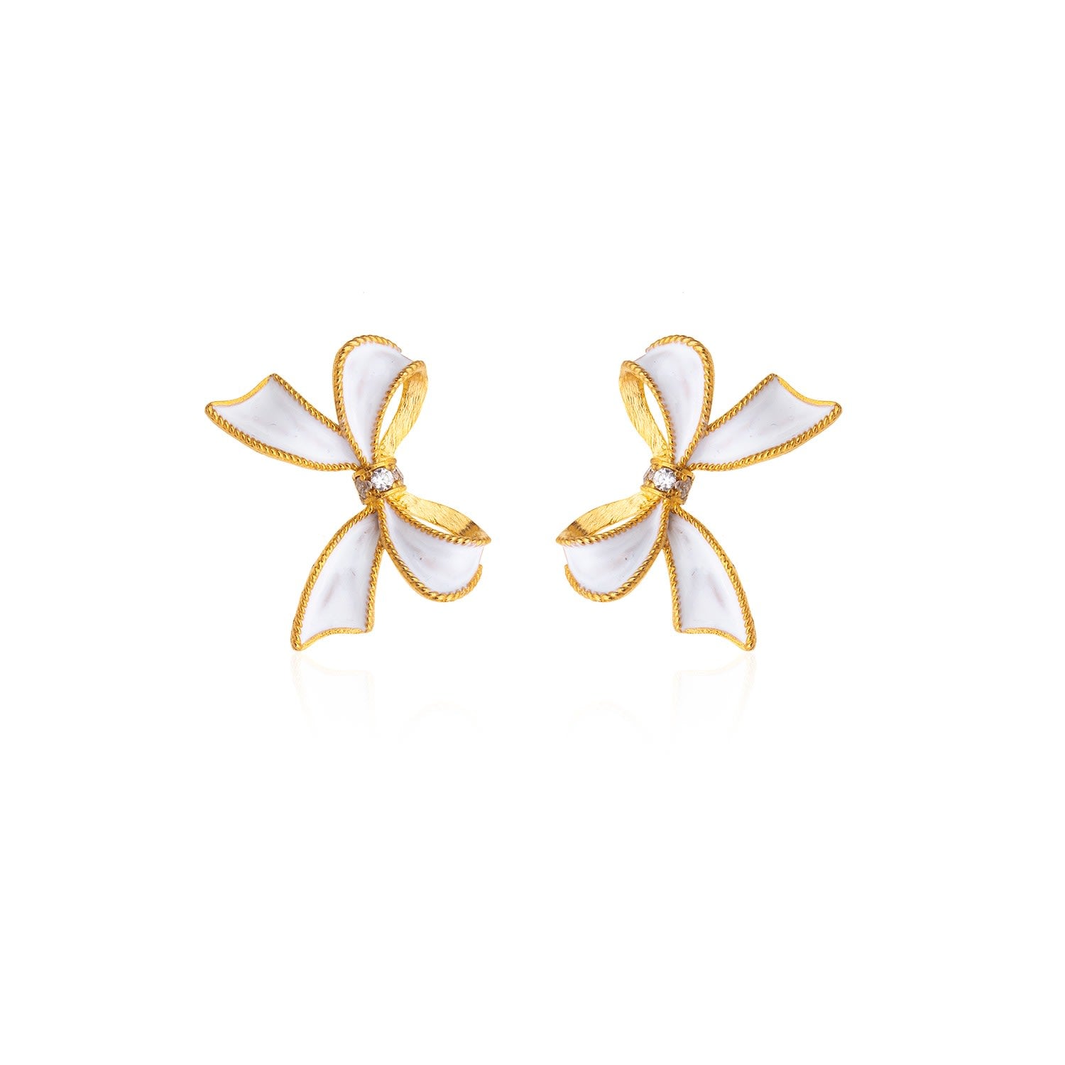 White Bow Earrings