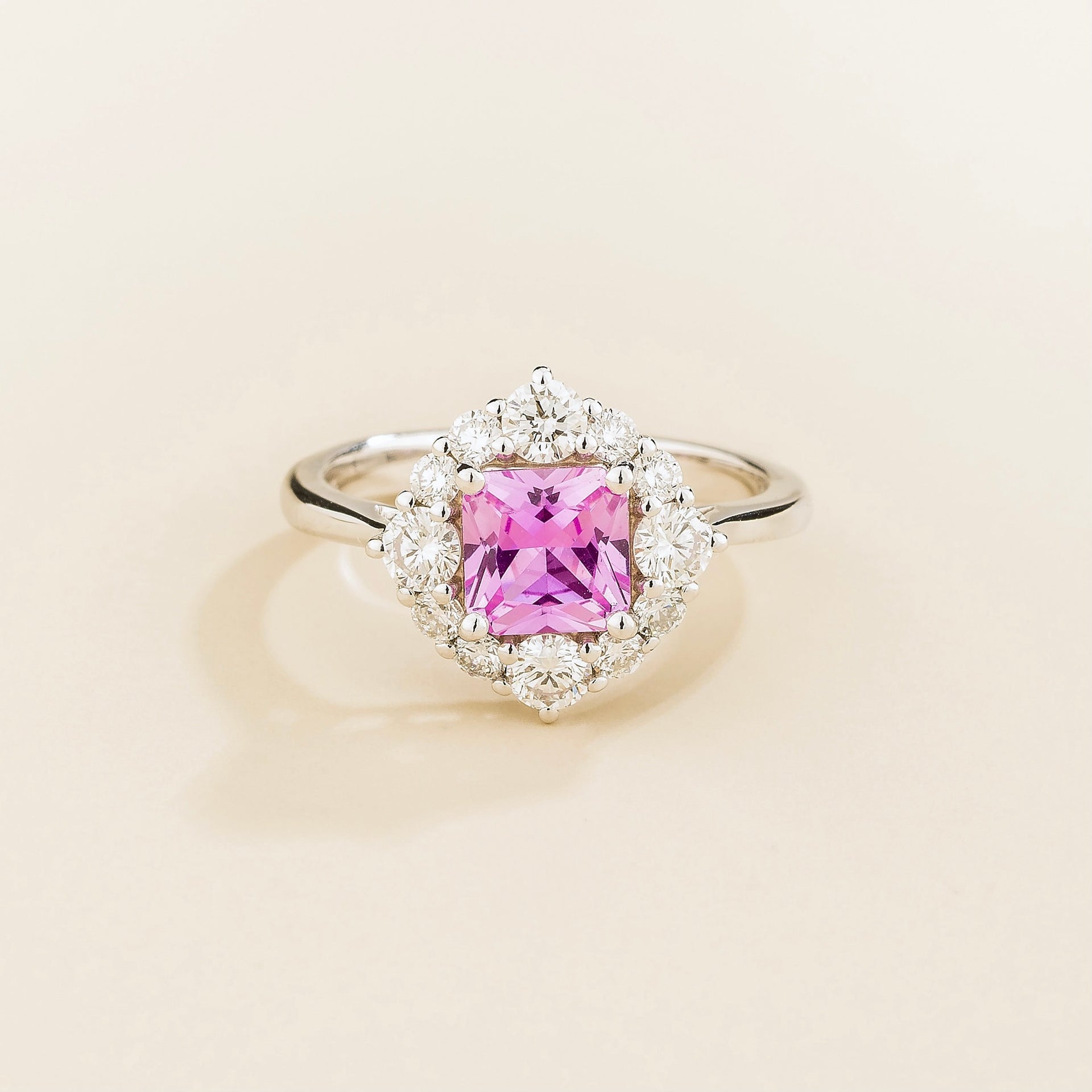 Tulip White Gold Ring Pink Sapphire & Diamond