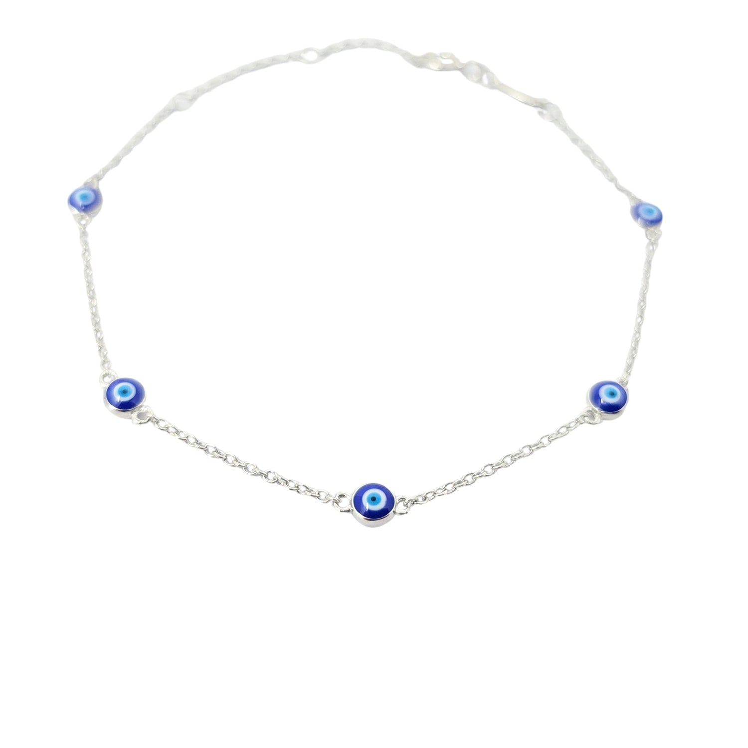 Turkish Blue Evil Eye Silver Charm Friendship Bracelet