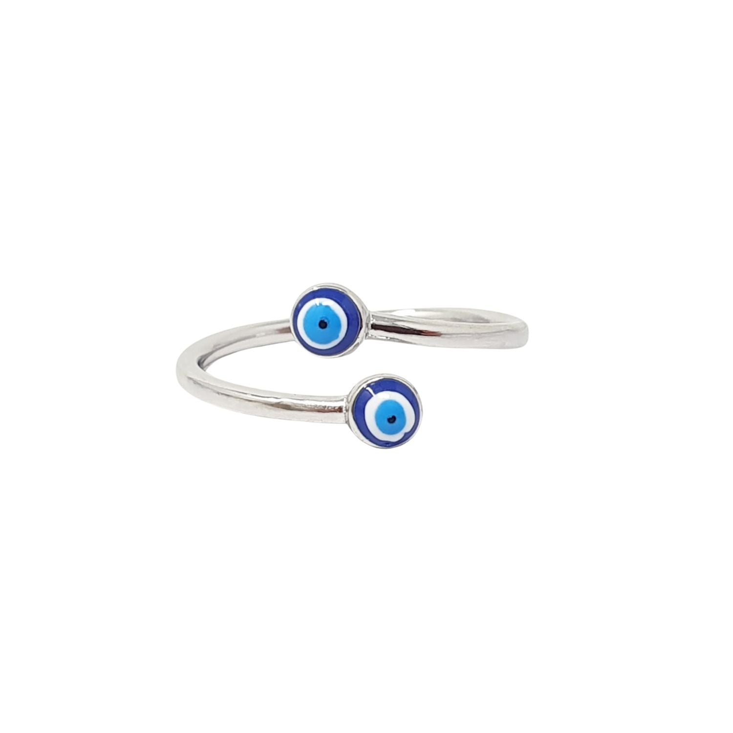 Turkish Blue Evil Eye Sterling Silver Stacking Ring
