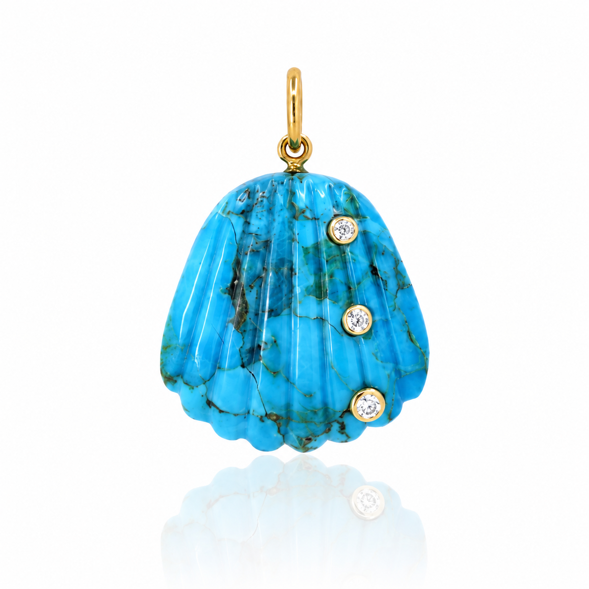 Gold Diamond Turquoise Shell Pendant