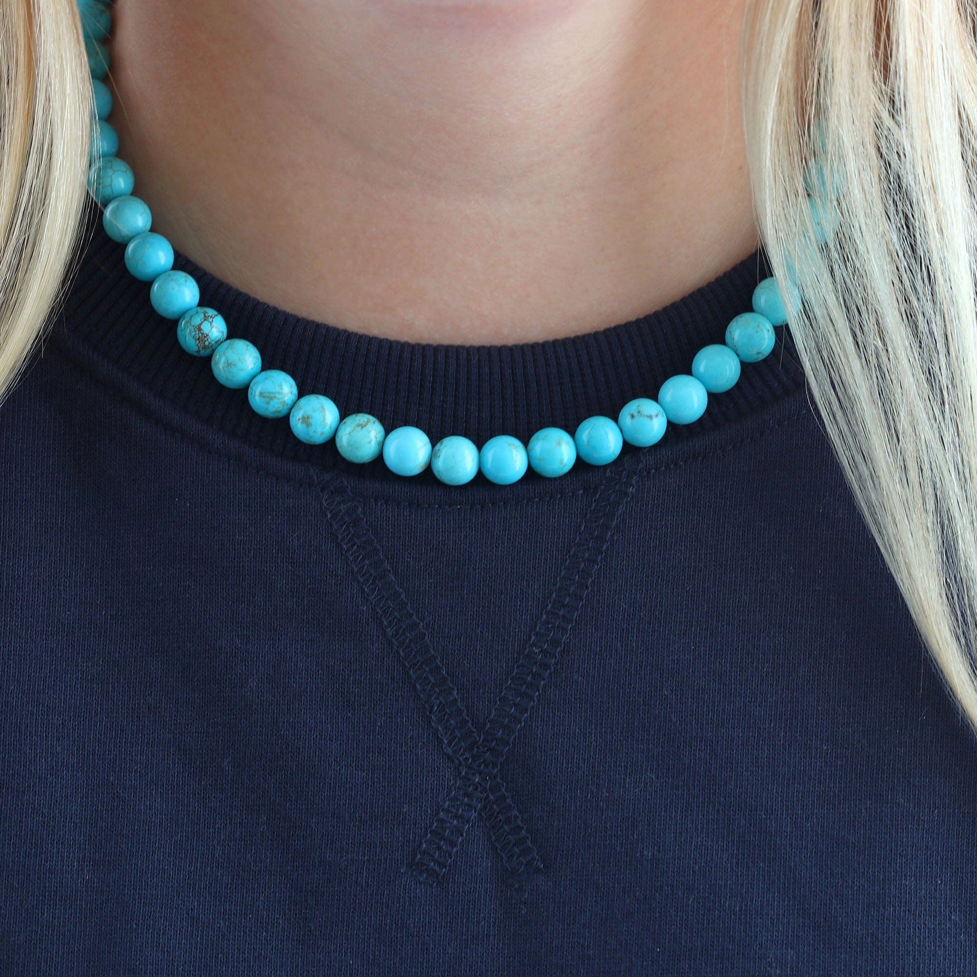 Turquoise Baller Gemstone Beaded Necklace