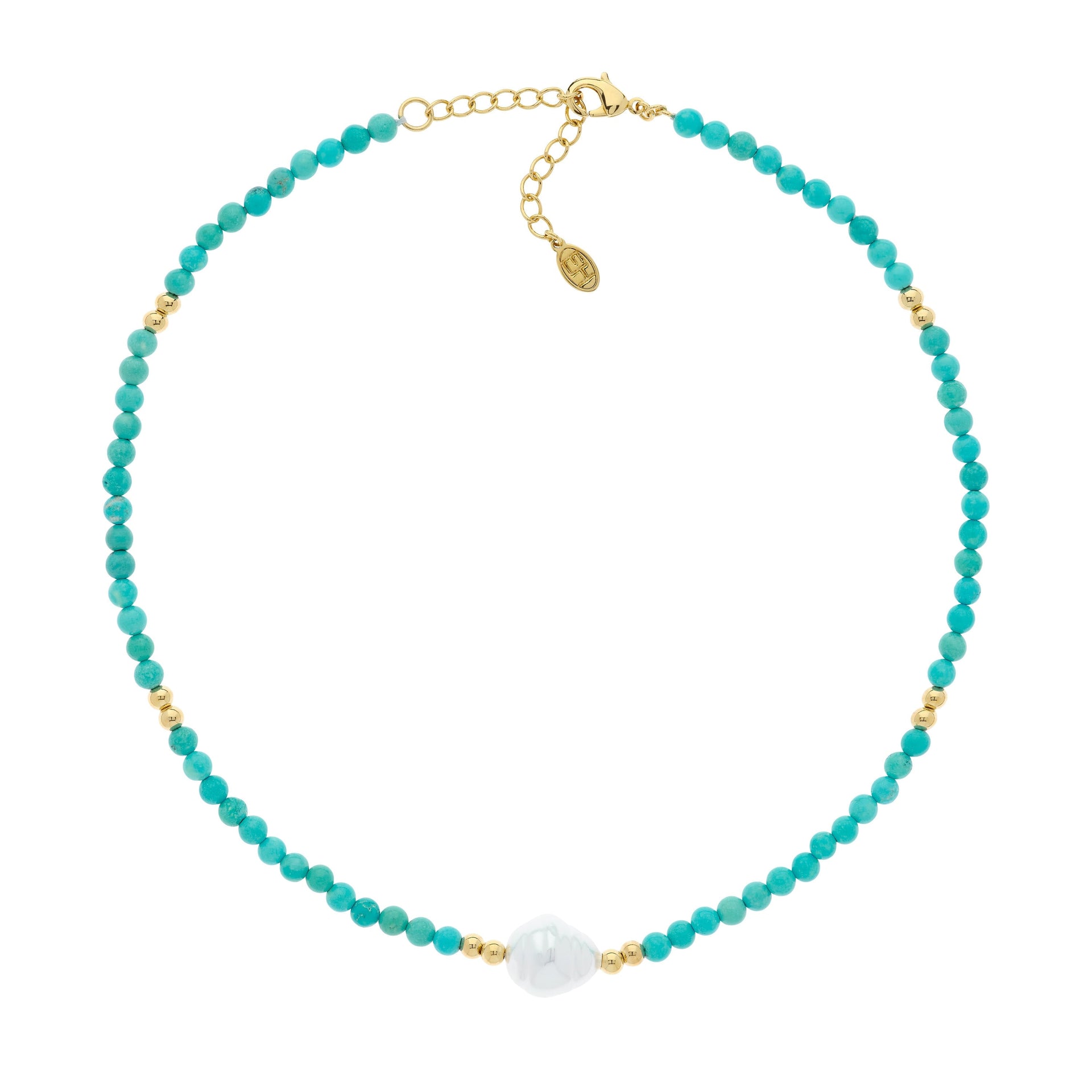 Turquoise & Baroque Pearl Necklace
