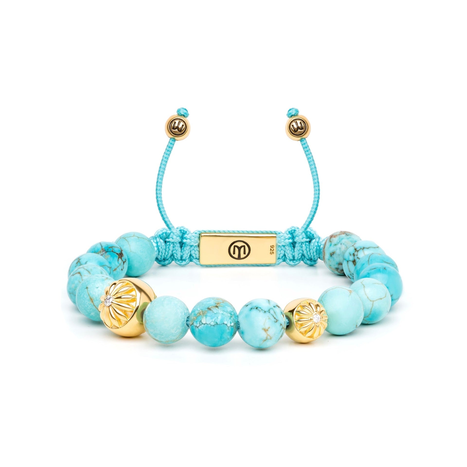 Turquoise Beaded Bracelet In Gold - The Conqueror