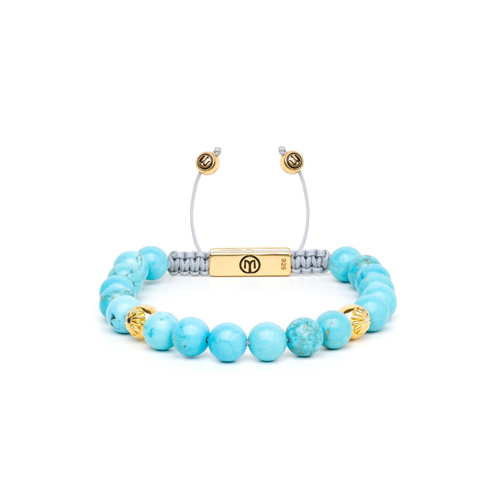Turquoise Beaded Bracelet In Gold