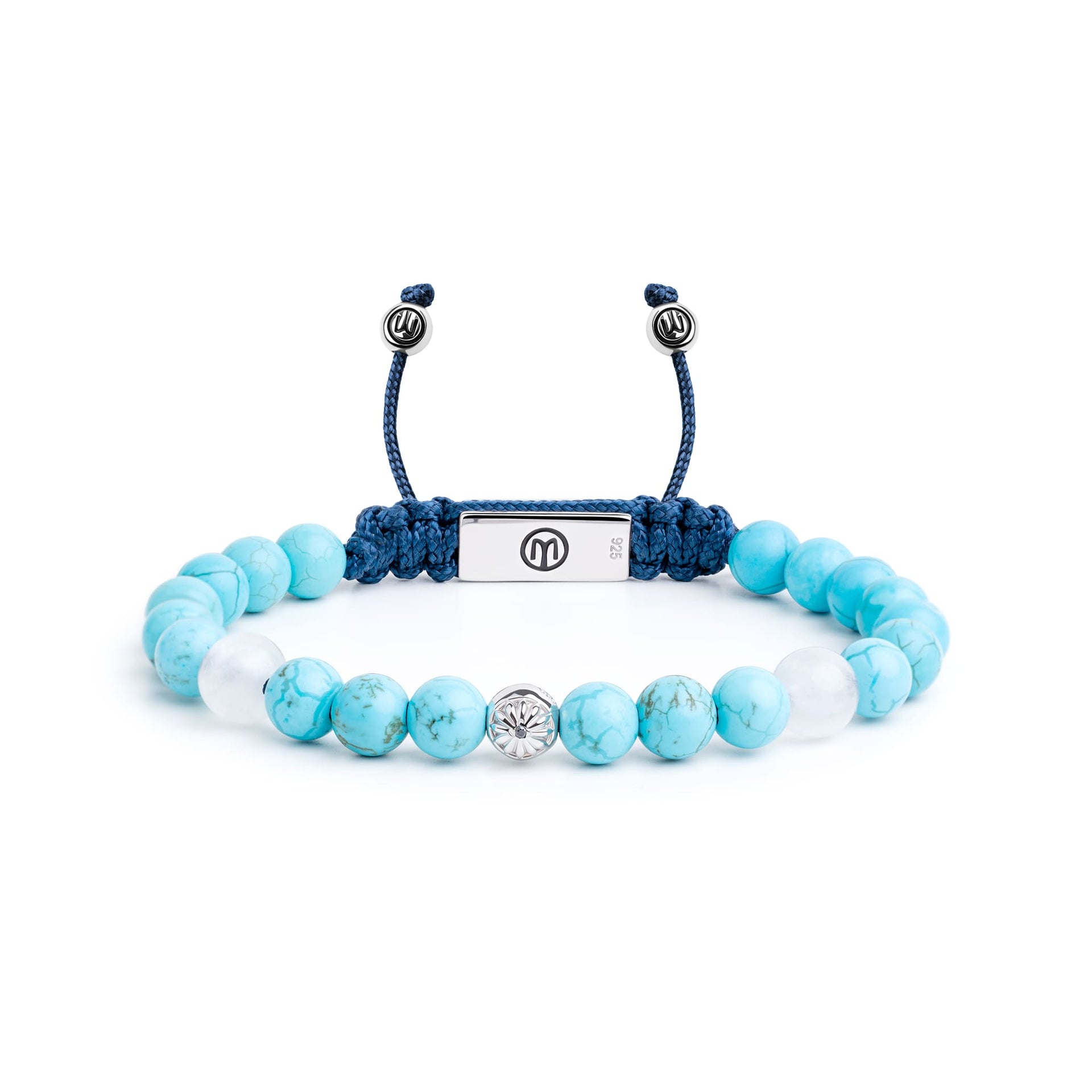 Turquoise Beaded Bracelet In Silver