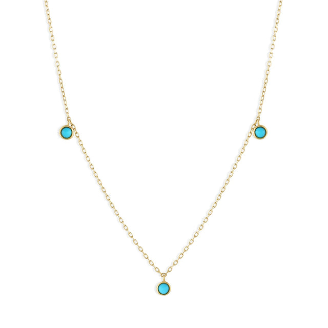 Dainty Gold Turquoise Drop Beaded Necklace