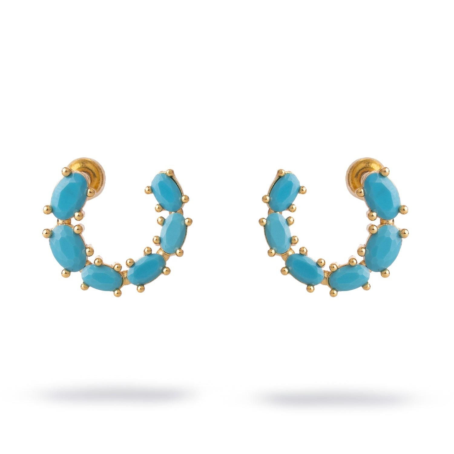 Turquoise Breeze Stud Hoop Earrings - Blue