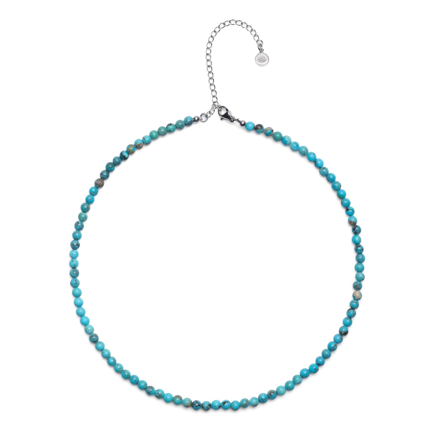 Turquoise Choker Necklace, Success And Good Fortune Amplifier, White Rhodium