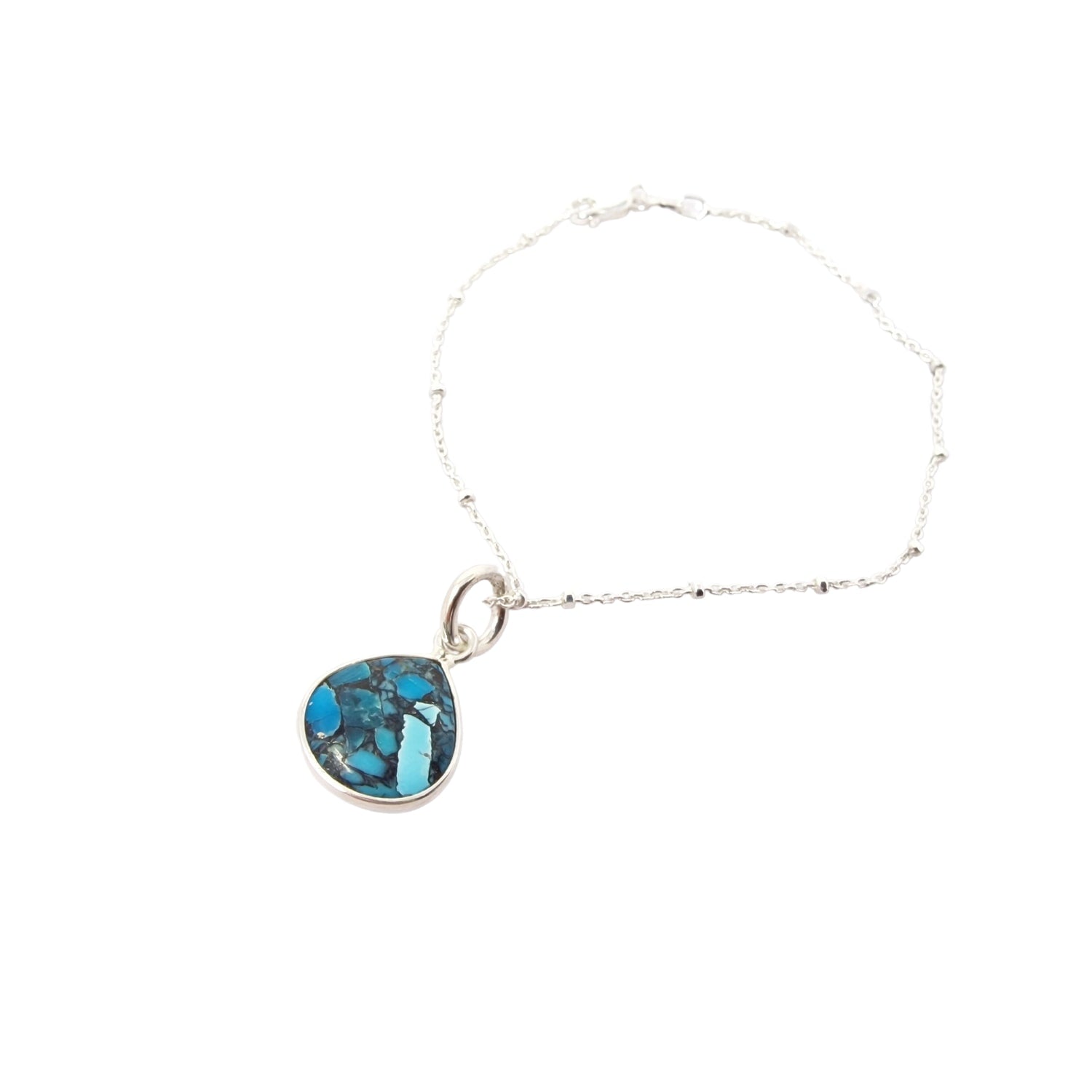 Blue Turquoise December Birthstone Silver Bracelet