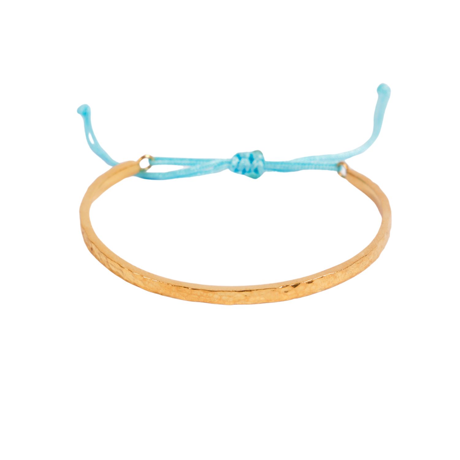 Turquoise Elegance - Hammered Bracelet 24K Gold Plated
