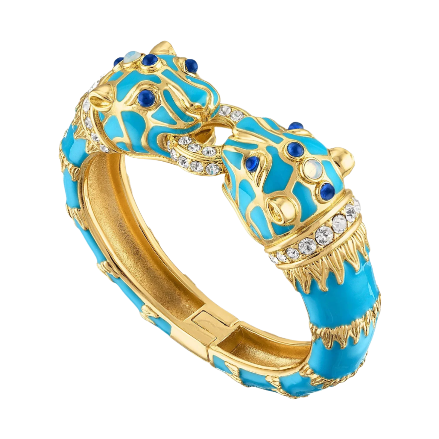 Turquoise Enamel Double Panther Bracelet